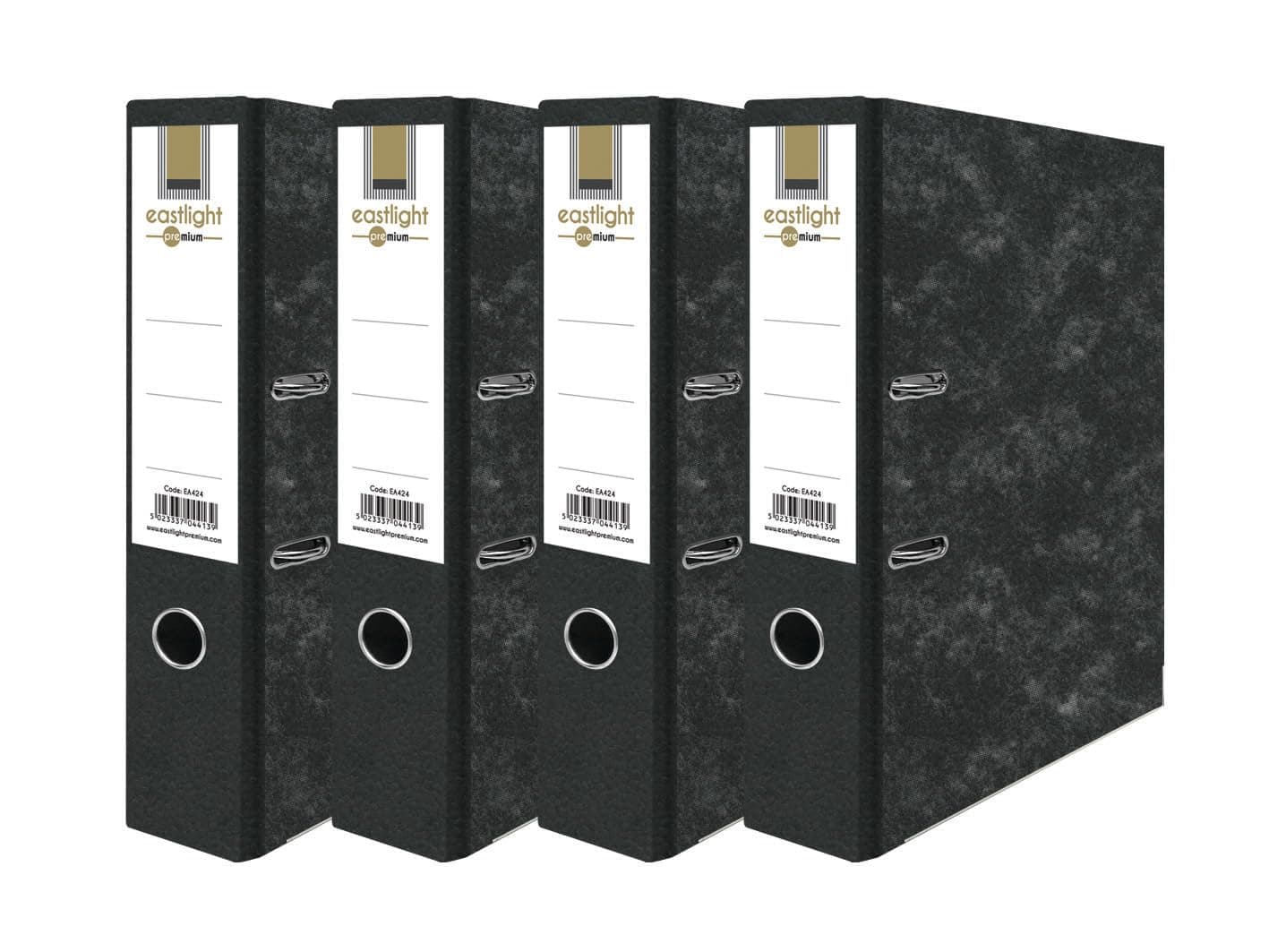 Eastlight A4 Extra Strong Marble Black Lever Arch Files Document Storage (Pack of 4)