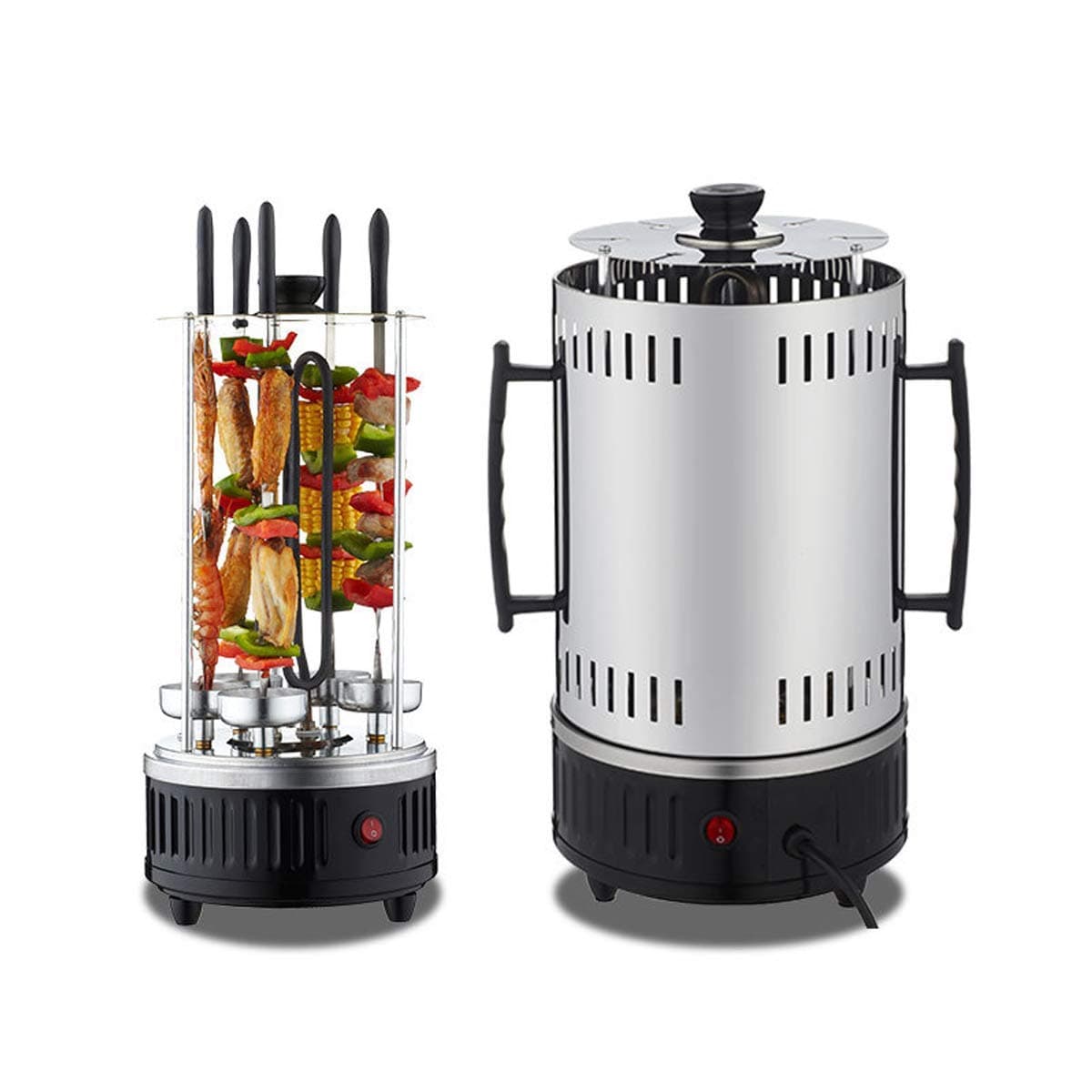 P YU Electric Power Vertical Bbq Grill Stainless Steel Broiler Bbq Tong Grill Oven Home Smokeless Electric Grill Kebab Machine, Free Standing