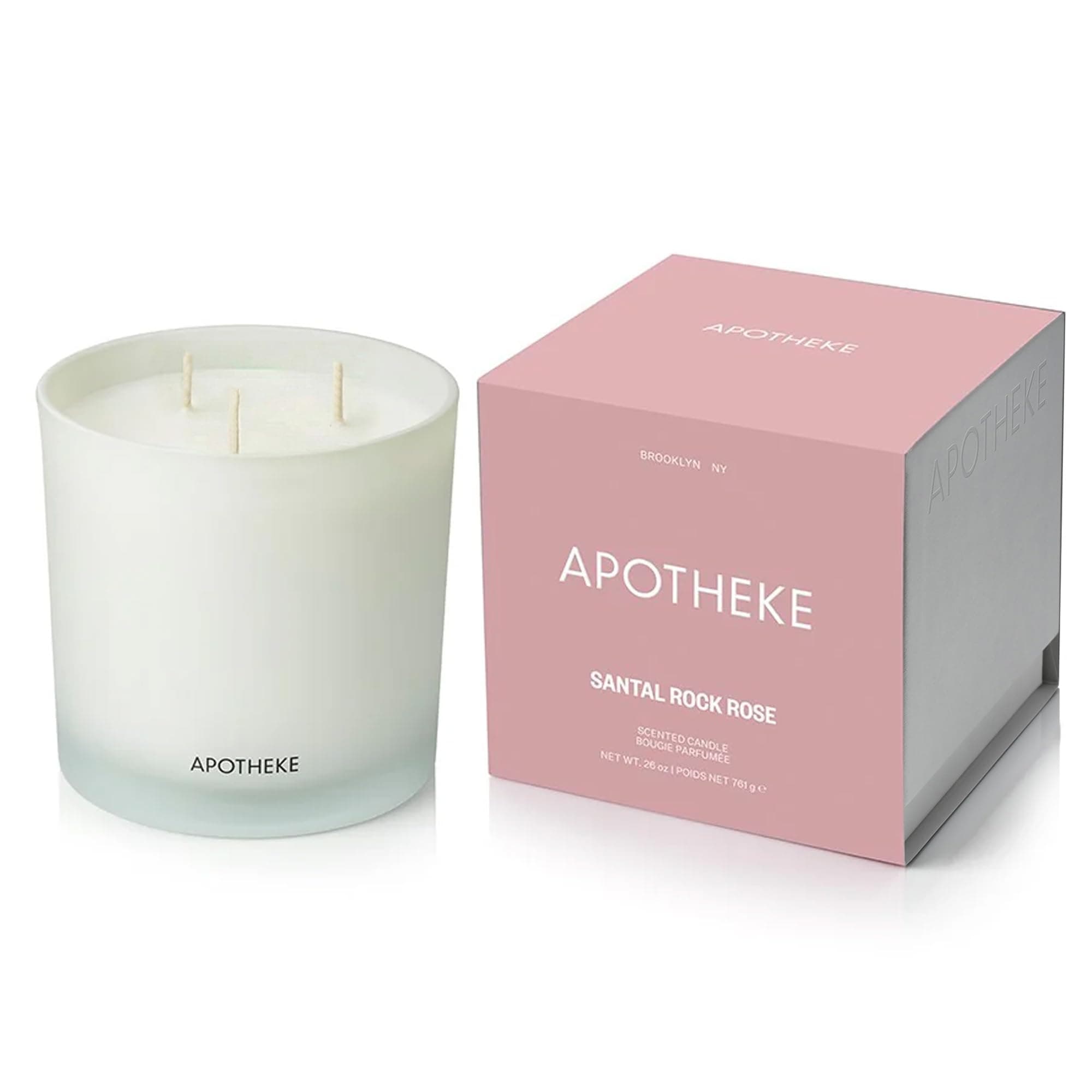 3-Wick Scented Candles for Home, Santal Rock Rose - 26 oz Soy Wax Jar Candle Gift for Women - Long-Lasting Fragrance with Perfume-Grade Essential Oils - Sandalwood, Rose, Musk & Leather