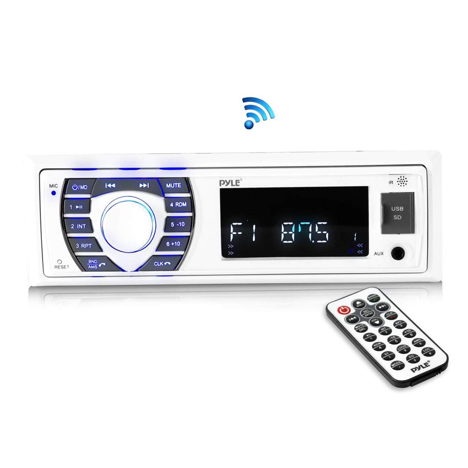 Pyle Bluetooth Marine Stereo Receiver | Hands-Free Calling | Wireless Streaming | MP3/USB/SD Readers | AM/FM Radio (PLRMR23BTW)