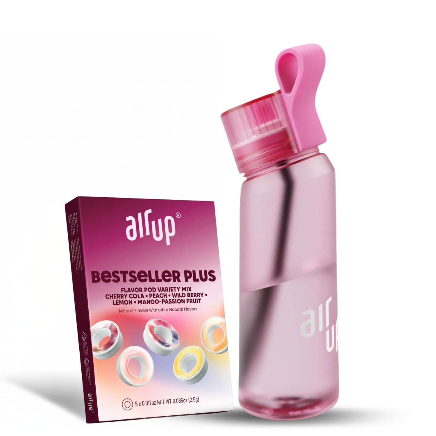 water bottle (22 oz) for school, sports, gym | includes 5 scent pods & straw | flavored bottle in hot pink – also for kids, boys, girls | no calories, sugar-free and suitable for carbonation