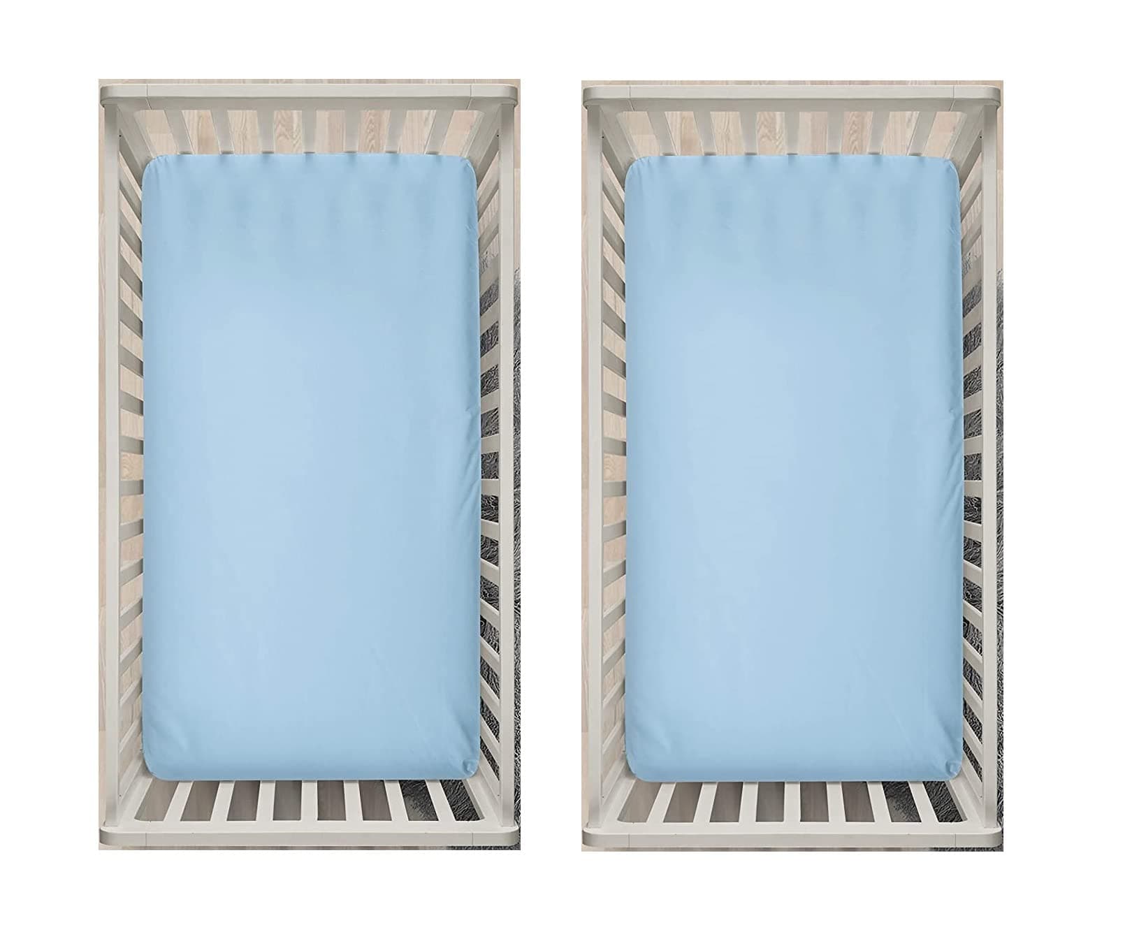 Fitted Crib Sheets 51x85 Compatible with Chicco Next to Me | Soft Jersey Cotton Baby Bed Sheets | Hypoallergenic, Breathable & Easy Care (Pack of 2, Blue)