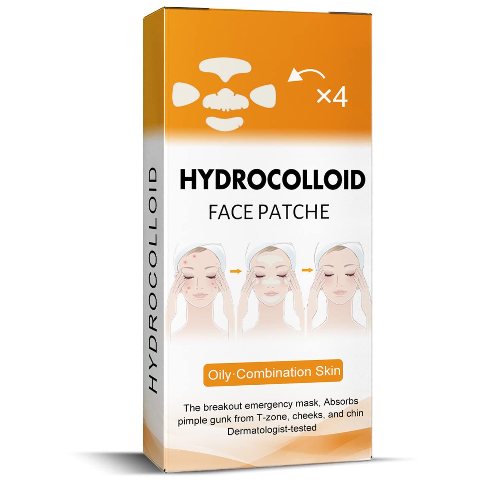 WACTT 20PCS Hydrocolloid Face Mask for Acne, Zit Pimple Patches, 5 Large Pimple Patches for Zit Breakouts on Nose, Chin, Forehead & Cheeks (1 BOX)