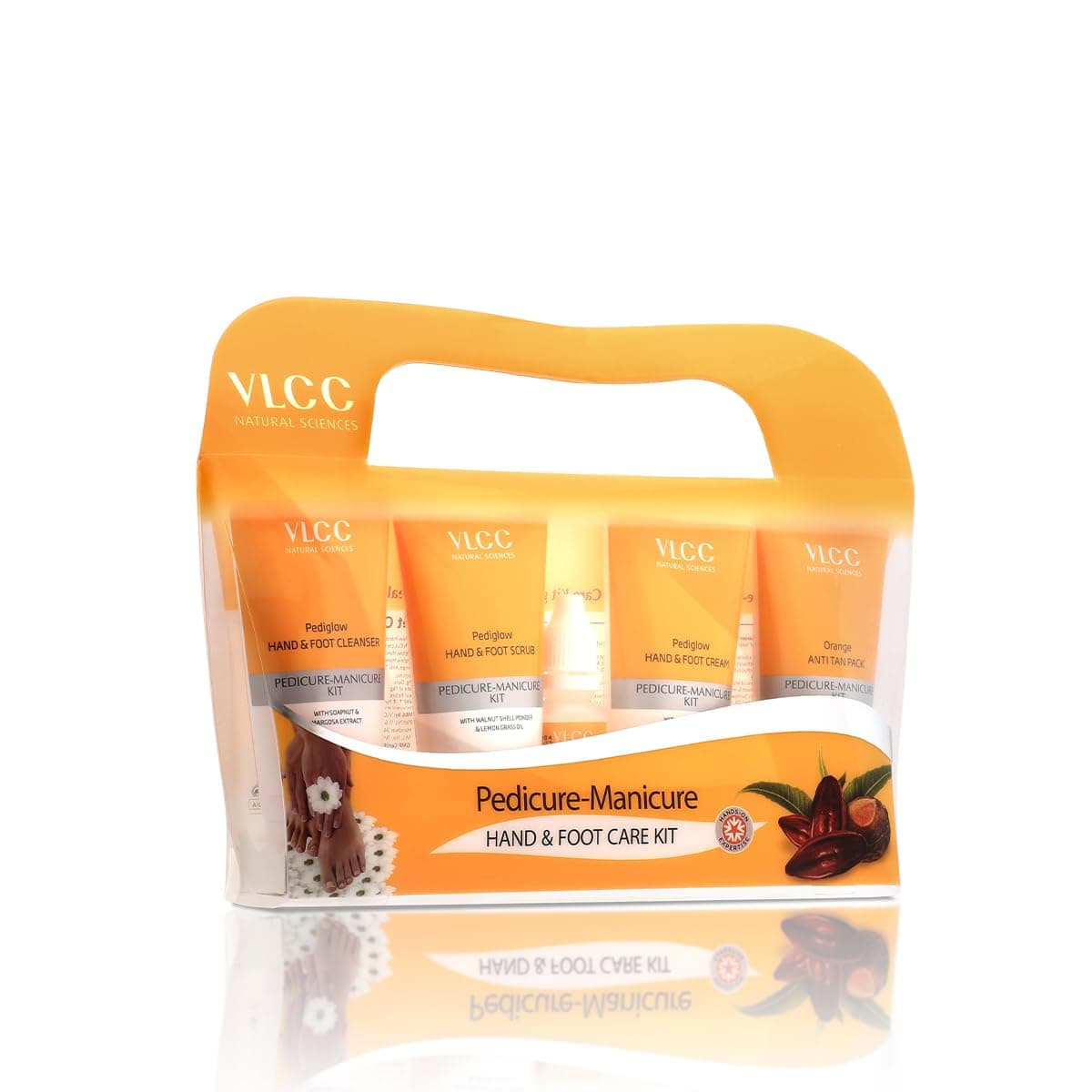 VLCC Pedicure - Manicure Hand & Foot Kit - 150g + 60ml | Remove Dirt, Impurities & Dead Skin Cells | Softens and Nourishes Hand and Feet | Combo of Oil, Cleanser, Scrub, Cream, Anti tan pack