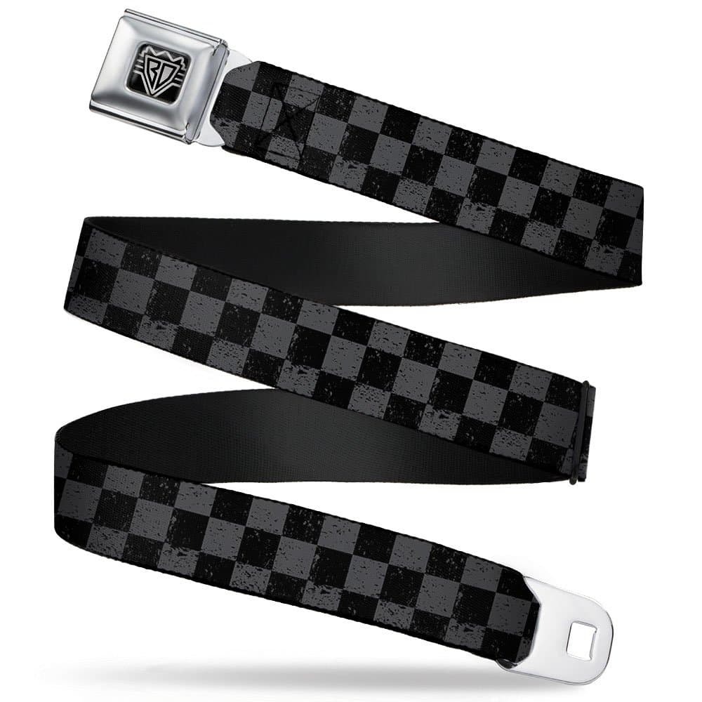 Buckle-Down Seatbelt Belt - Checker Weathered2 Black/Gray - 1.0" Wide - 20-36 Inches in Length