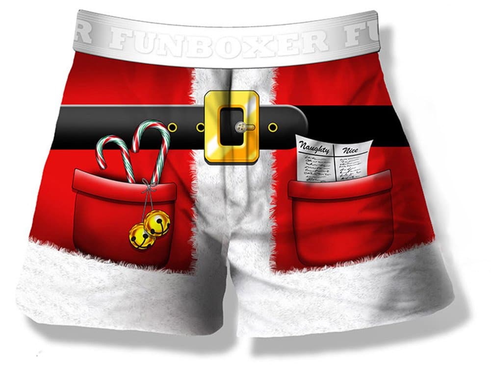 Fun Boxers - Funny Santa Boxer Shorts, Red, Medium