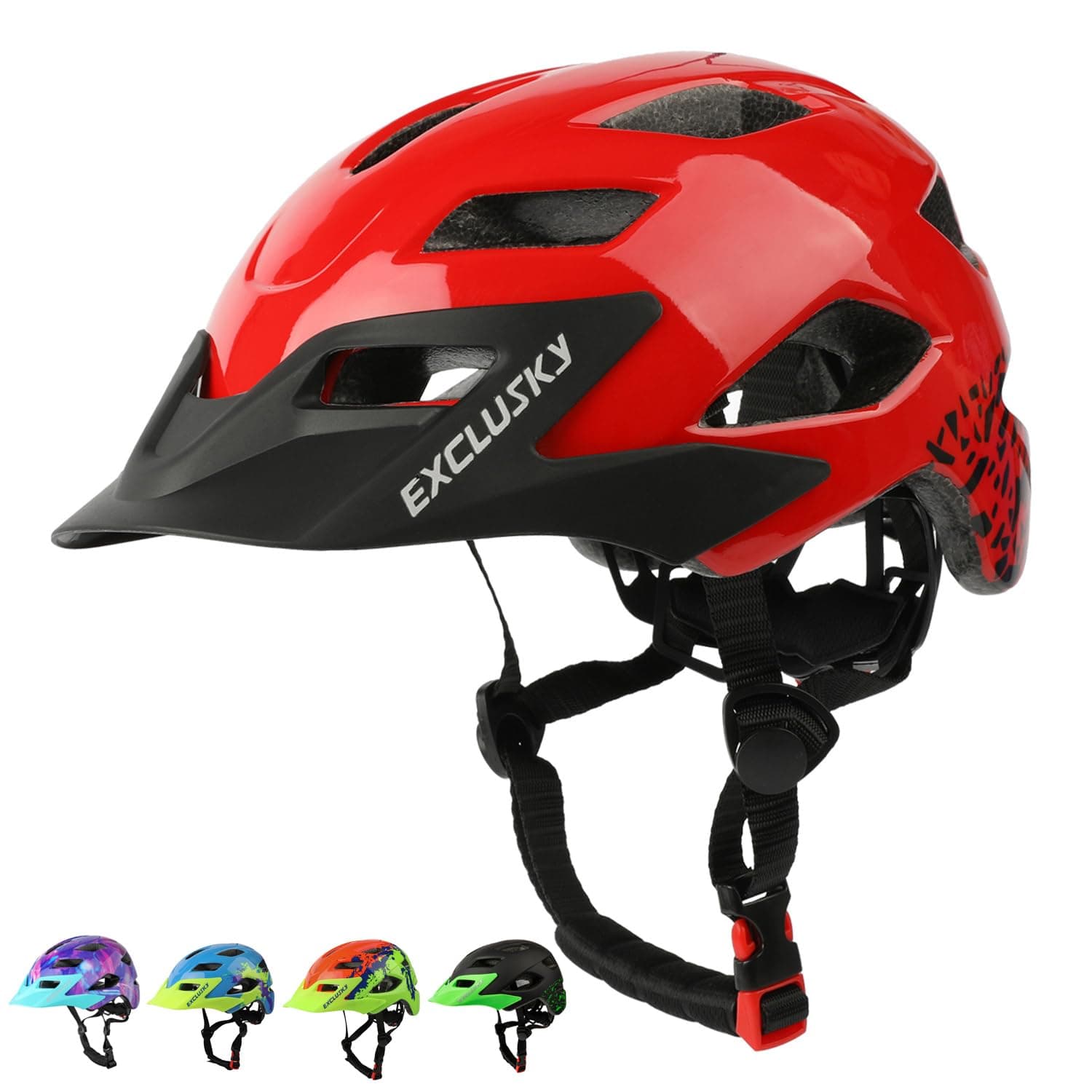 Kids Helmet, Exclusky Kids Bike Helmet Adjustable Safety Lightweight Children Bicycle Helmet for Kids Skating Cycling Scooter Boys and Girls Bicycle Helmets Ages 5-8-14
