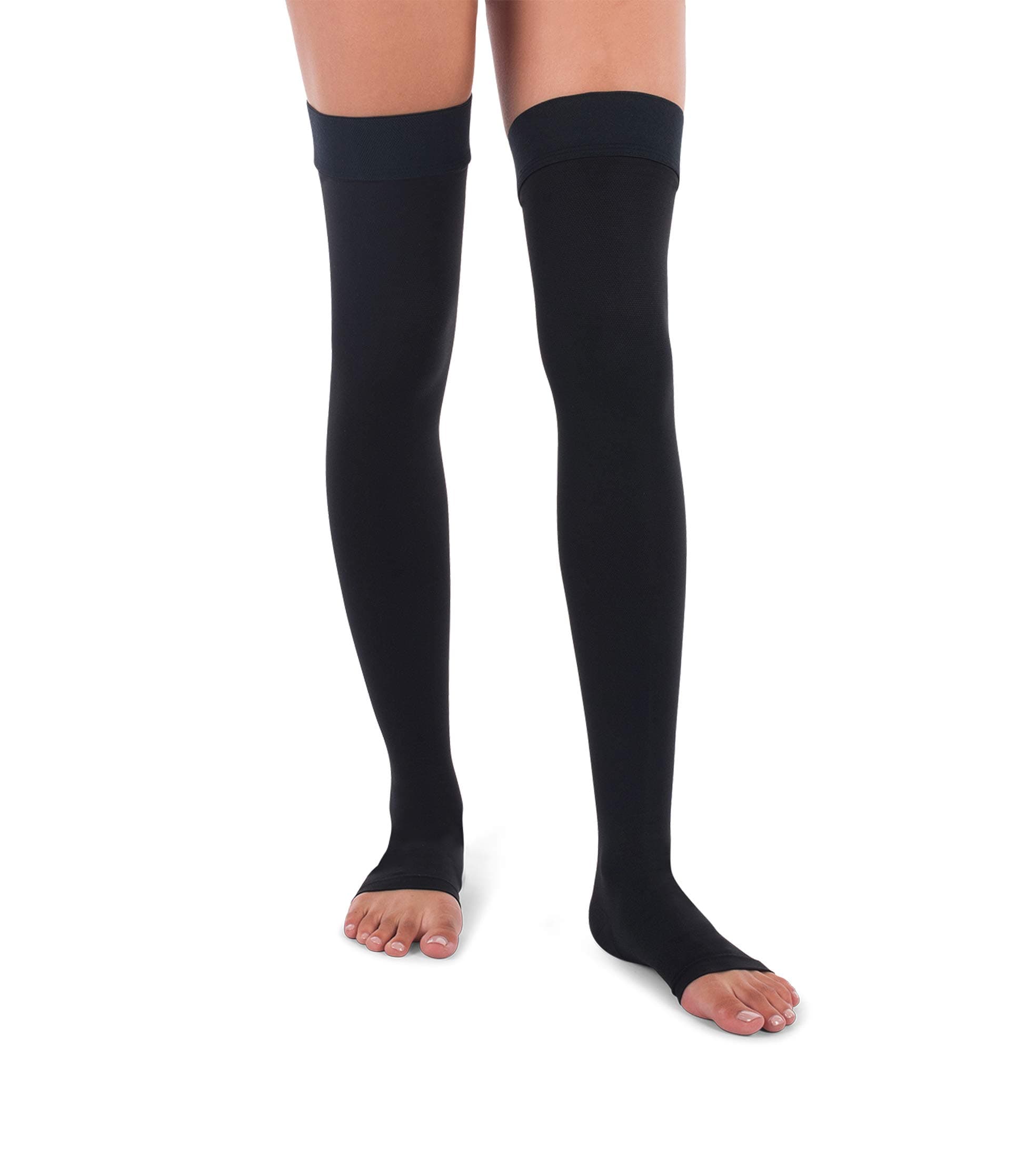 Jomi Compression Thigh High Stockings Collection, 30-40mmHg Premiere Open Toe 341 Made in USA (XX-Large, Black)