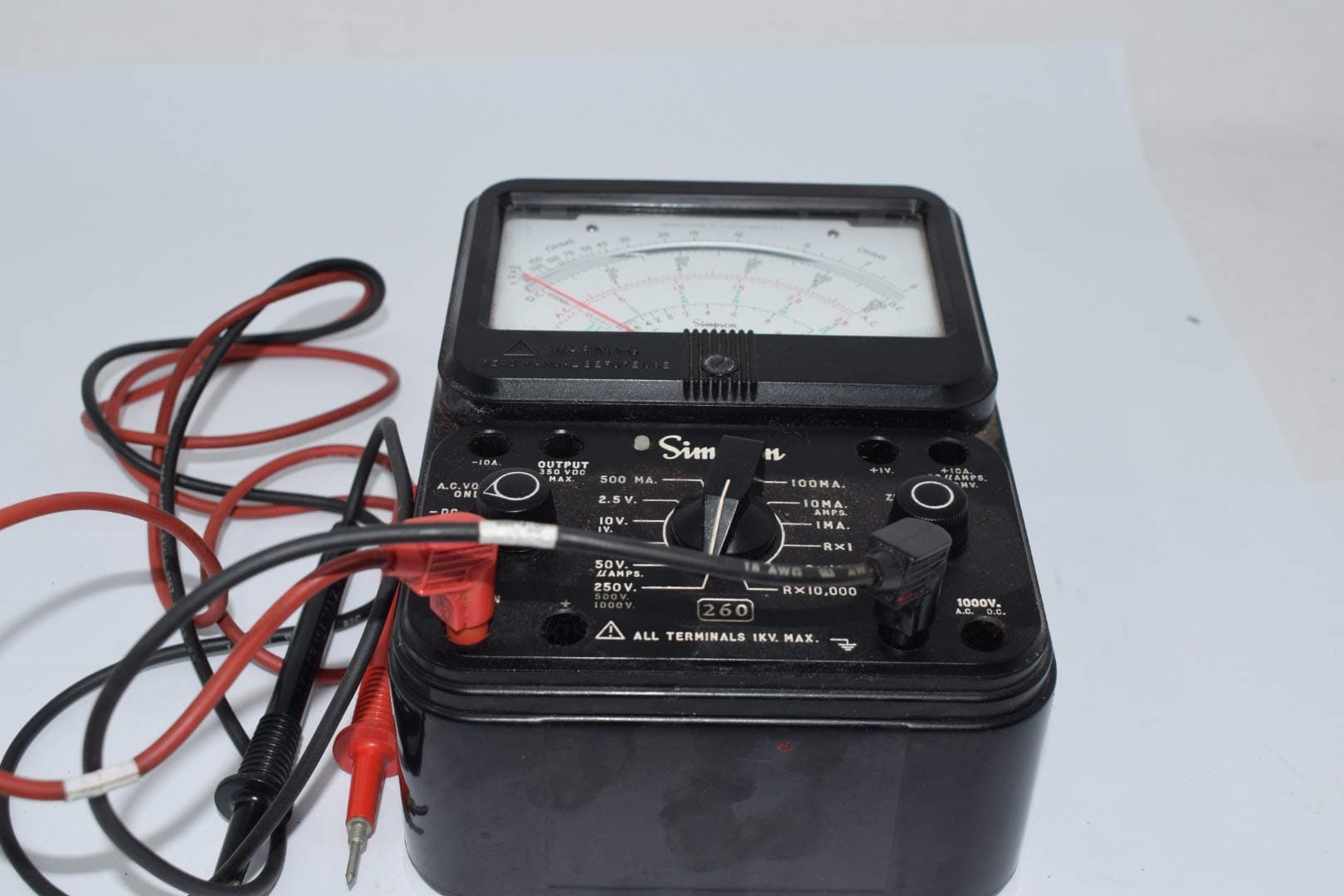 Analog Multimeter, 1000V, 10A, 20M Ohms