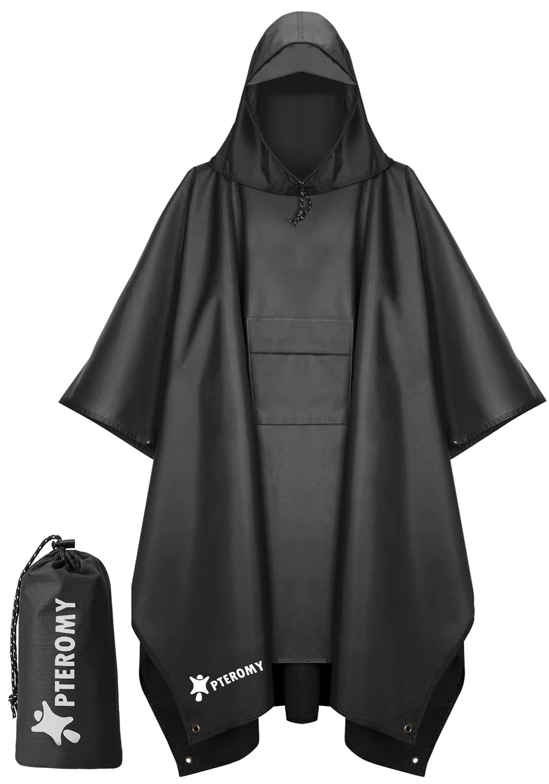 Hooded Rain Poncho for Adult with Pocket, Waterproof Lightweight Unisex Raincoat for Hiking Camping Emergency