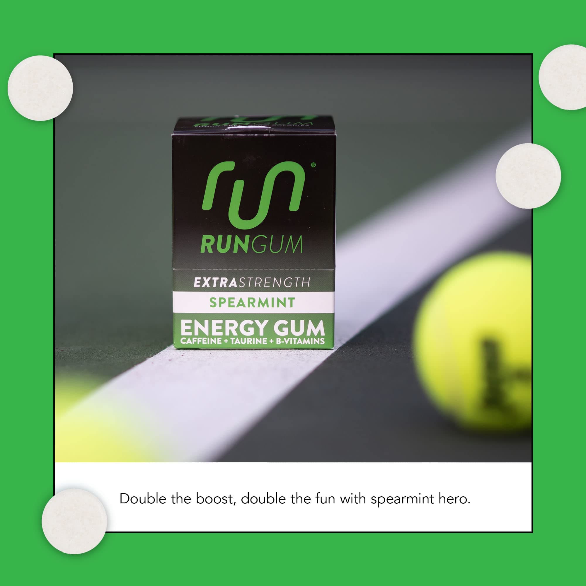 Run Gum Extra Strength Spearmint Energy Gum - 12-Packs (24 pieces)