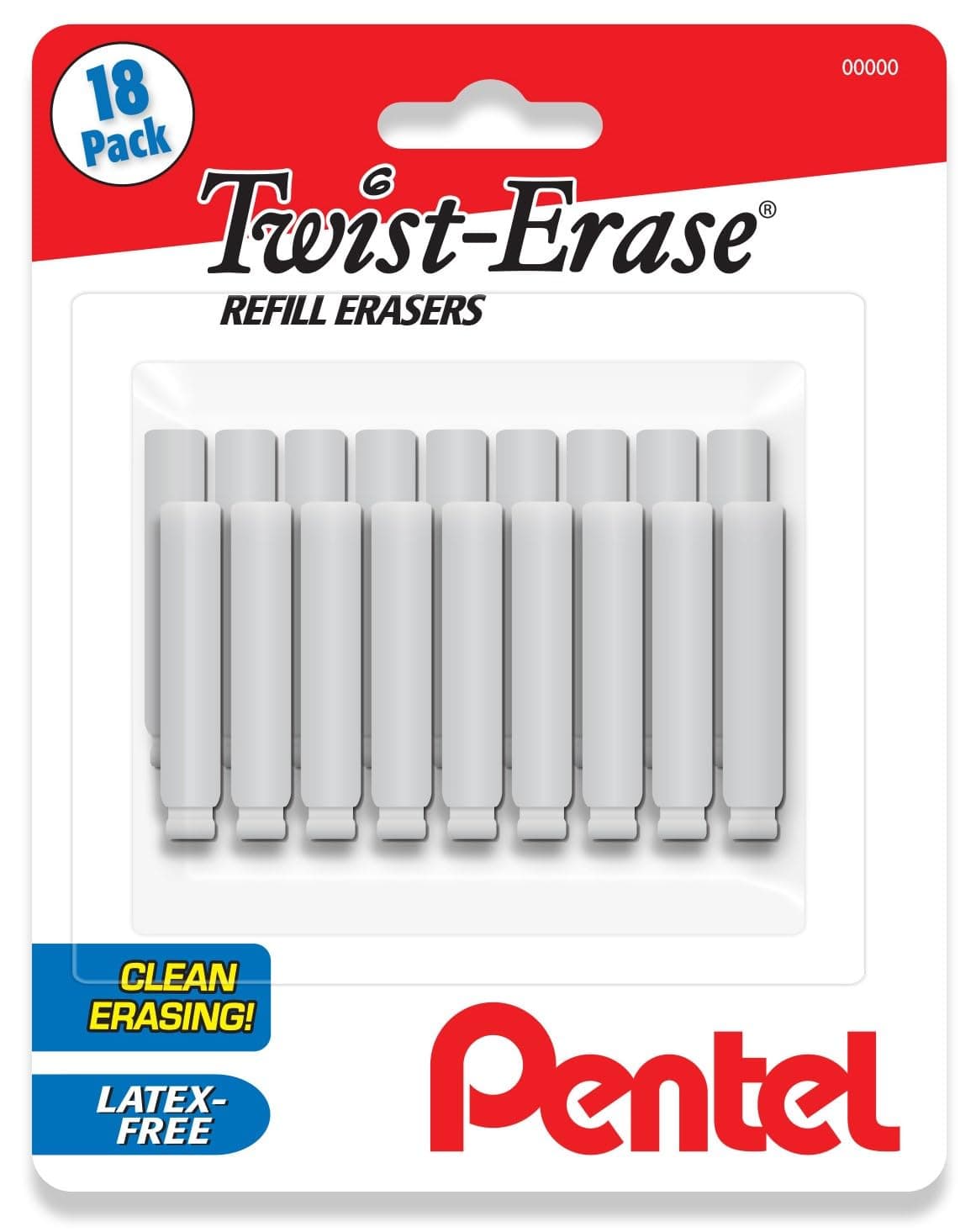 Pentel Twist Erase Refill Erasers - Pack of 18 Latex Free Refills for Twist Eraser Mechanical Pencils