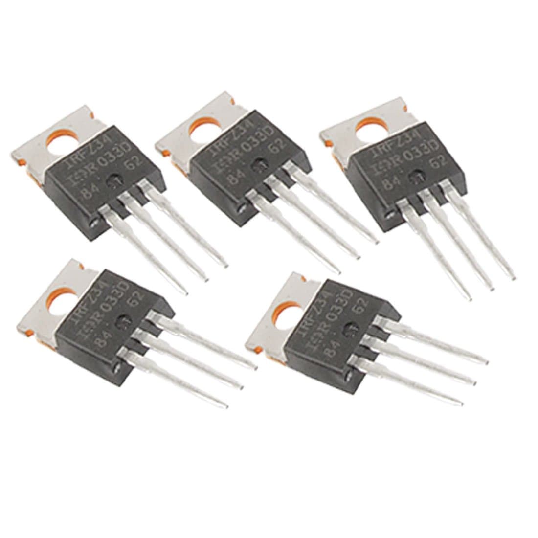 Uxcell a11080400ux0080 IRFZ34N Power MOSFET Transistor, 30A 55V, TO-220AB, 5 Piece