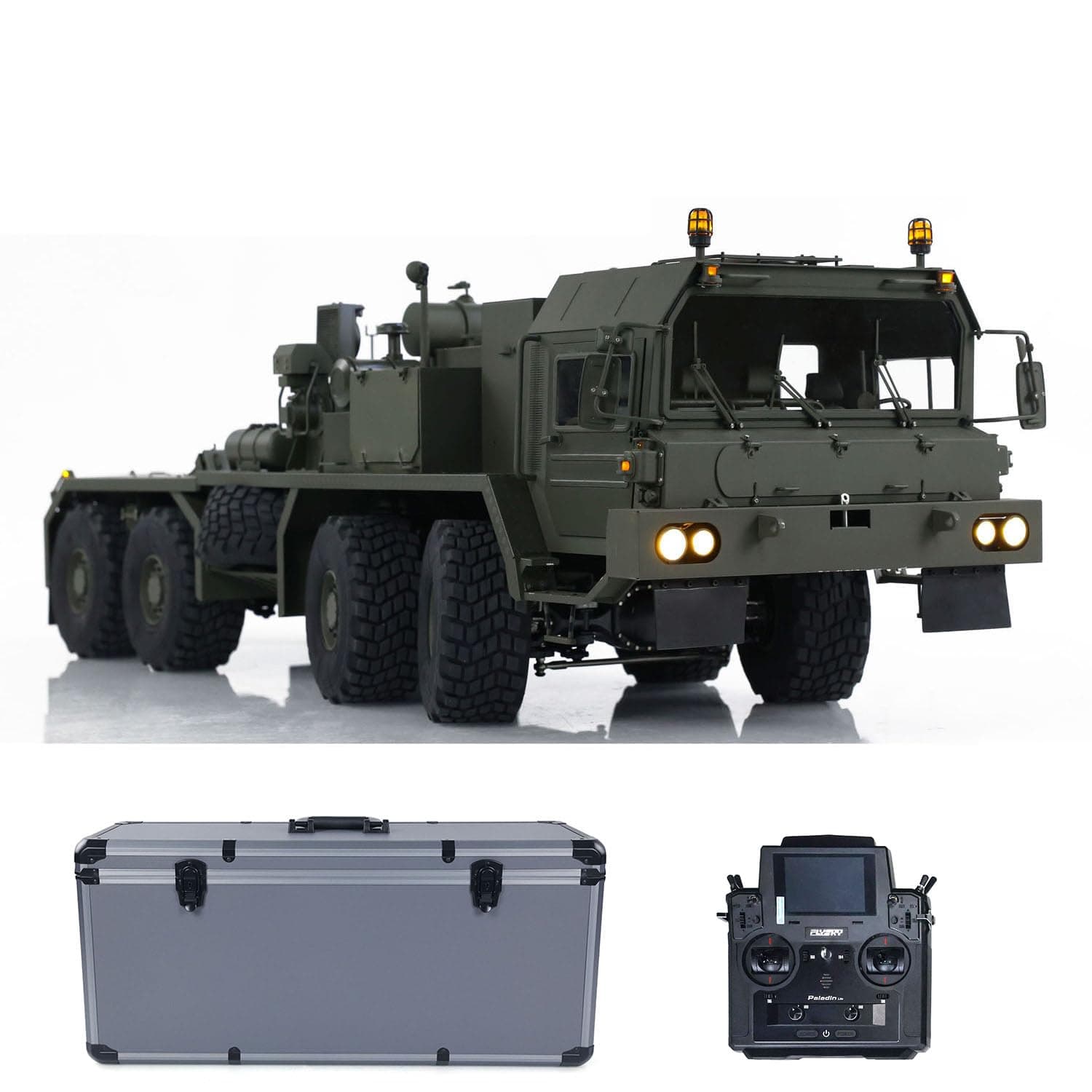 1/14 8X8 RC Tractor Truck SLT56 3-Speed Transmission Differential Lock Axles Full Metal Remote Control Military Transport Car