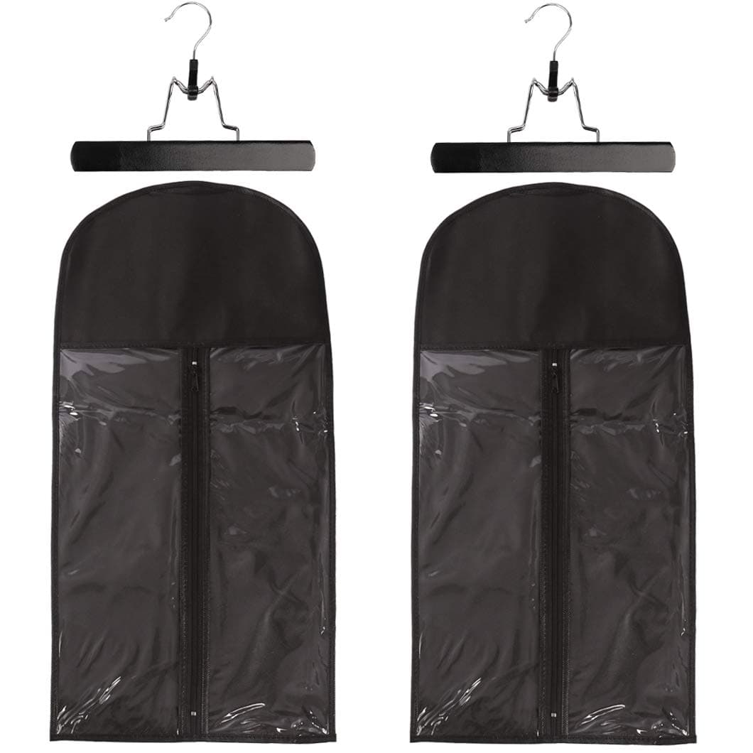 2 Pack Hair Extension Storage Bag Hair Extension Hanger Strong Holder Dust-Proof Portable Suit with Transparent Zip Up Closure- Lightweight, Waterproof and Portable (Black)