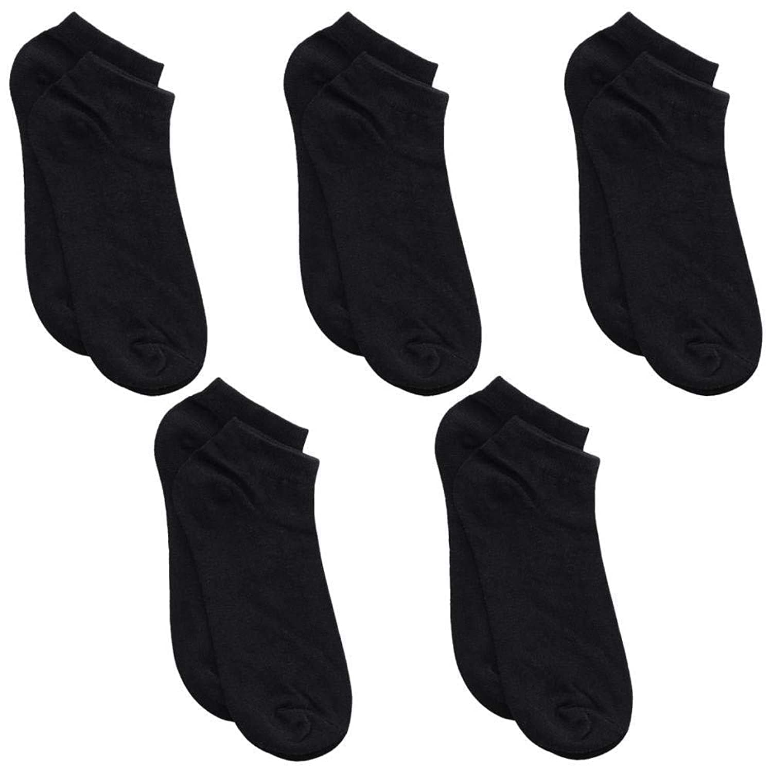 Socks For Women Black ankle no show casual soft cotton - M,( pack of 5)