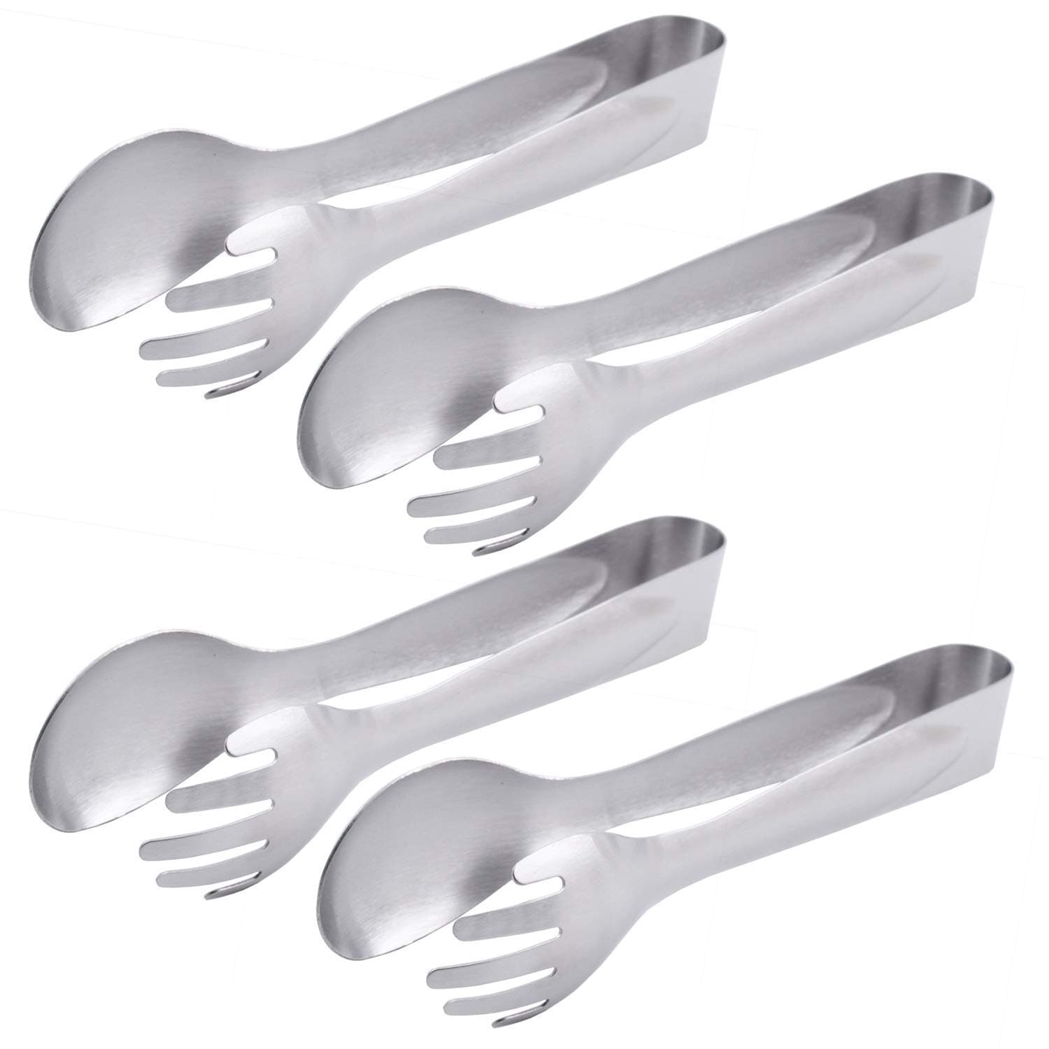 Serving Tongs 8-Inch Stainless Steel Salad Tongs Fork and Spoon Tongs, Set of 4