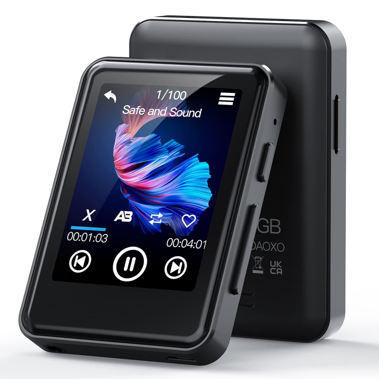 64GB MP3 Players with Bluetooth 5.2, Music Player with 2.4 Inch Full Touch Screen, Built-in Speaker, HiFi Sound Quality, E-Book, Alarm Clock, FM Radio, Voice Recorder, Headphones Included