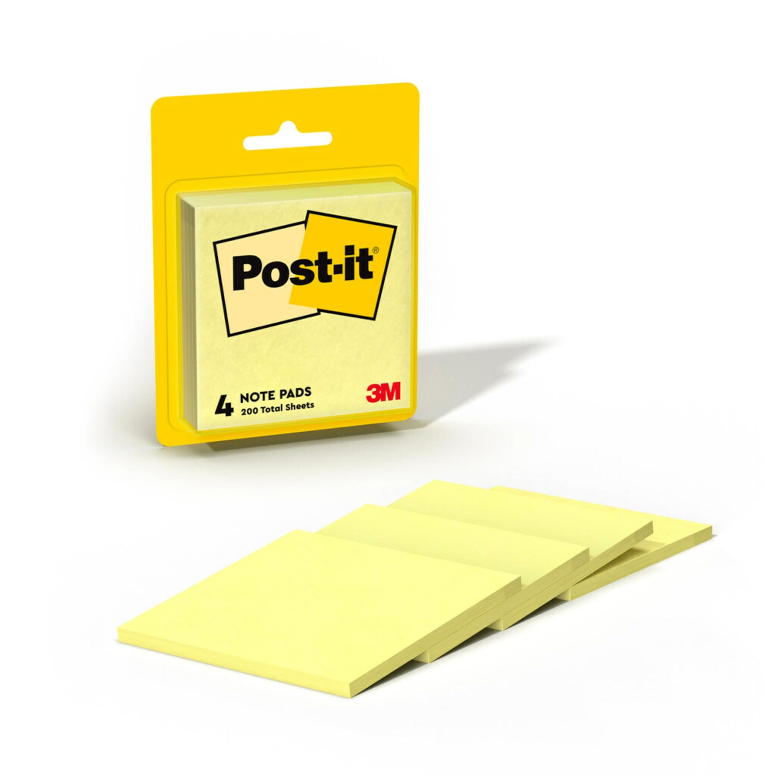 Notes, 3 in x 3 in, 4 Sticky Notes Pads, 50 Sheets per Pad, The Iconic Canary Yellow Note, School Supplies and Office Products