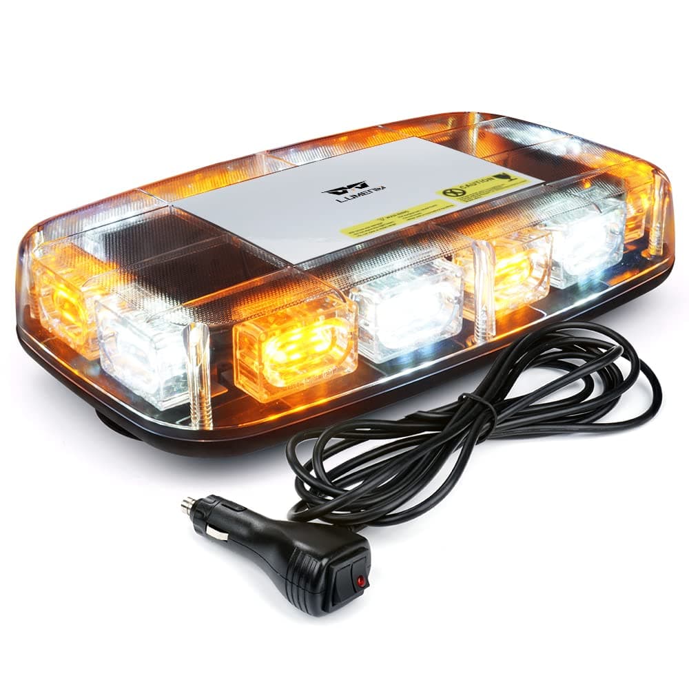 LUMENIX 36 LED Roof Top Mini Strobe Light with Magnetic Base, High-Bright Emergency Safety Warning LED Flashing Strobe Light Bar for Snow Plow Pickup Trucks Construction Vehicles - Amber/White