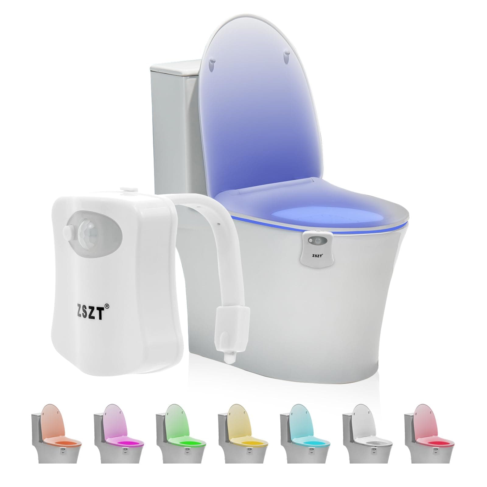 Toilet Night Light Toilet Bowl Light Motion Sensor with 8 Color Changing, Sensor LED Washroom Night Light Fits Any Toilet