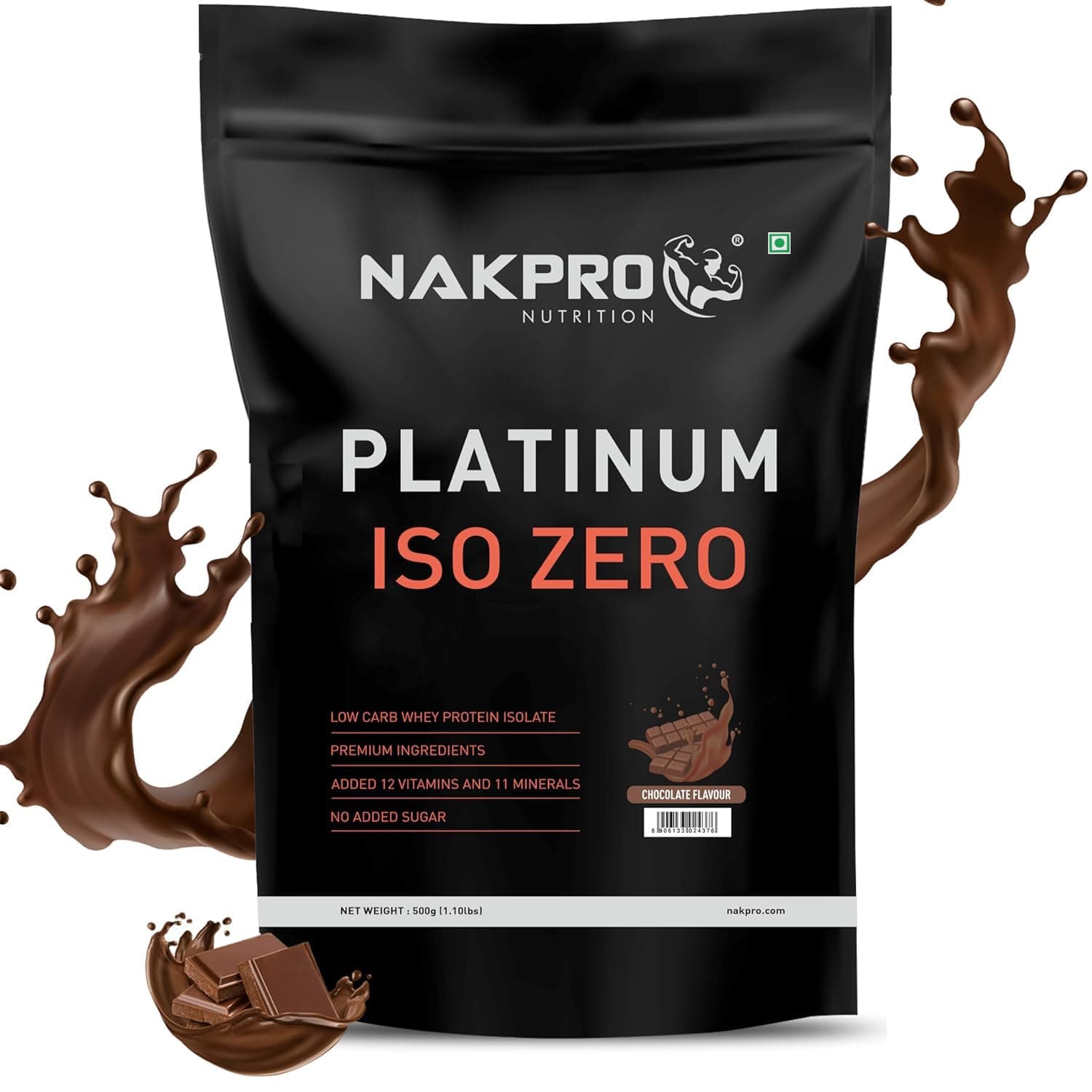 PLATINUM ISO ZERO 100% Whey Protein Isolate | Low Carbs | Added Vitamins & Minerals | Easy Mixing, Easy Digesting Whey Protein Supplement Powder for Men, Women & Athletes (500g, Chocolate)
