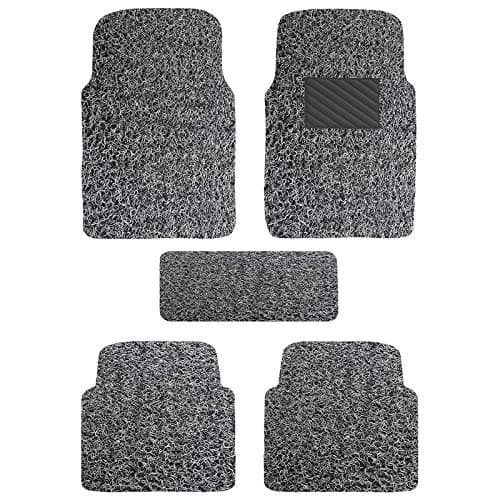 AAKICHI Car Anti Slip Grass Floor Mat Customisable Non Slip 5-Piece Full Set Ridged Heavy Duty PVC Noodle Floor Mat(Grey Black) Compatible with Ford Mustang