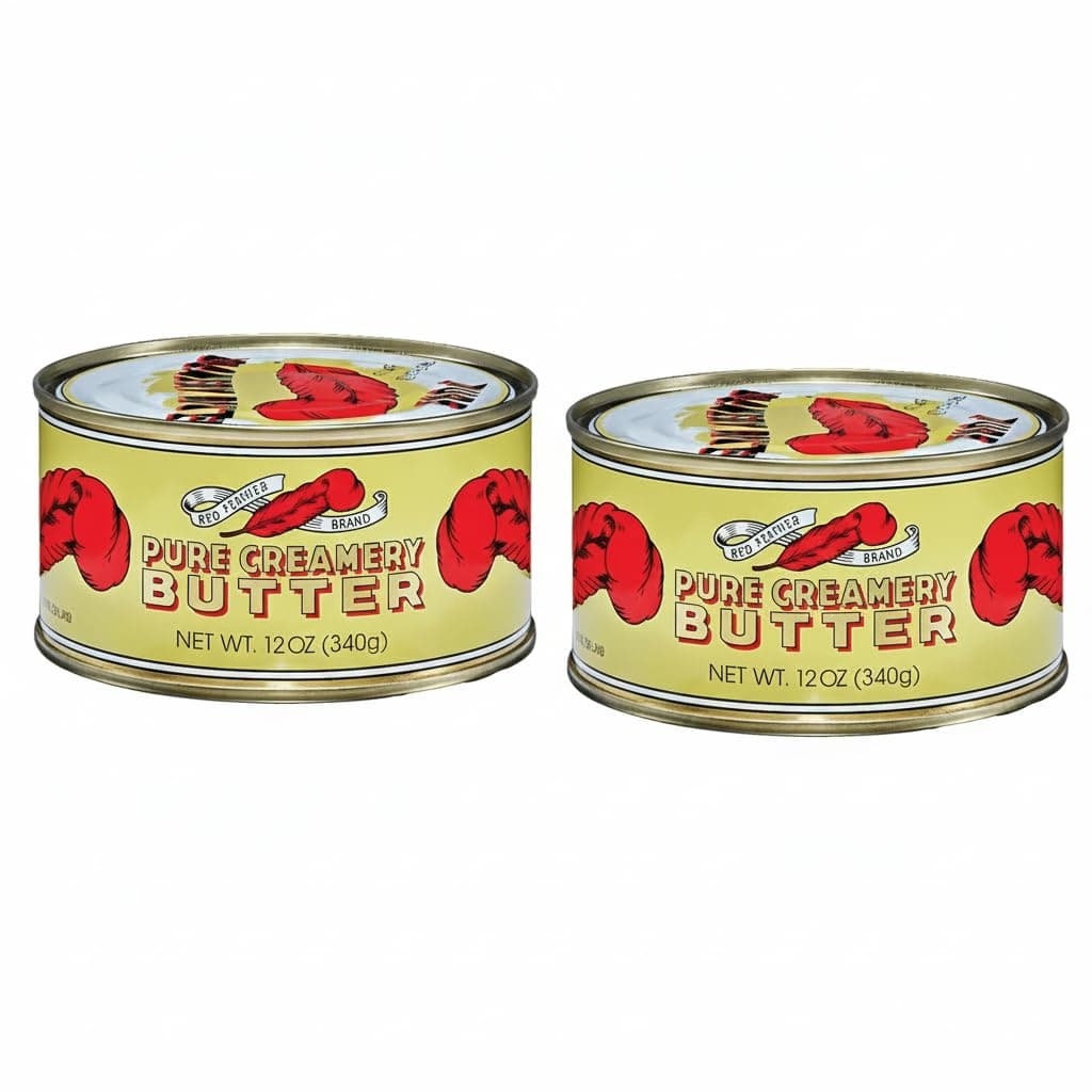 Red Feather Canned Butter A real butter from new Zealand-100% pure no artificial colors or flavors-Great For Hurricane Preparedness Emergency Survival Earthquake Kit-(2 Cans/12Oz Each)