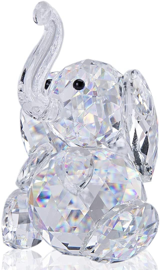 H&D Cut Crystal Elephant Animal Figurine Collection Glass Ornament Table Paperweight