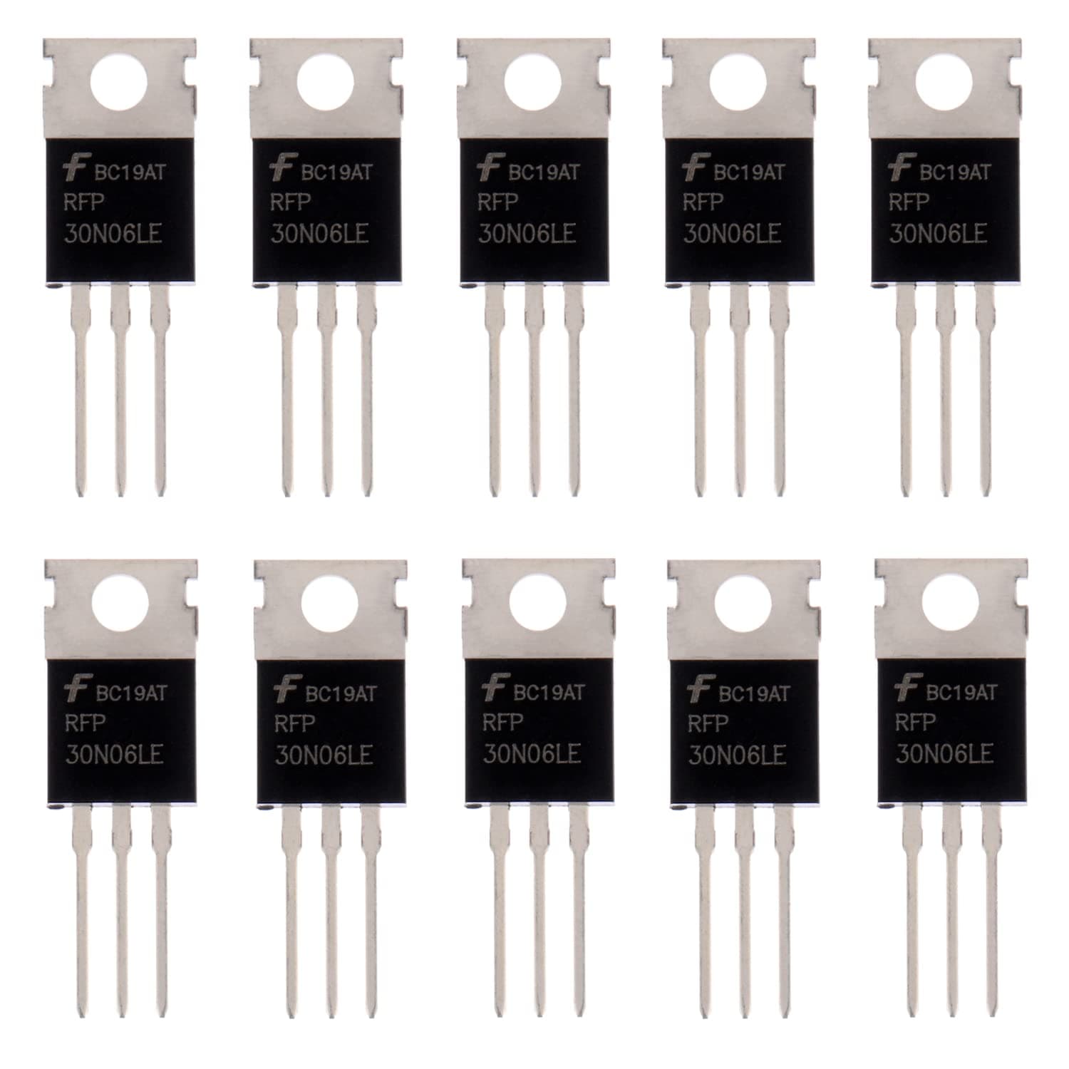 BOJACK RFP30N06LE MOSFET 30 A 60 V RFP30N06LE N-Channel Power MOSFET Transistor ESD Rated TO-220 (Pack of 10)