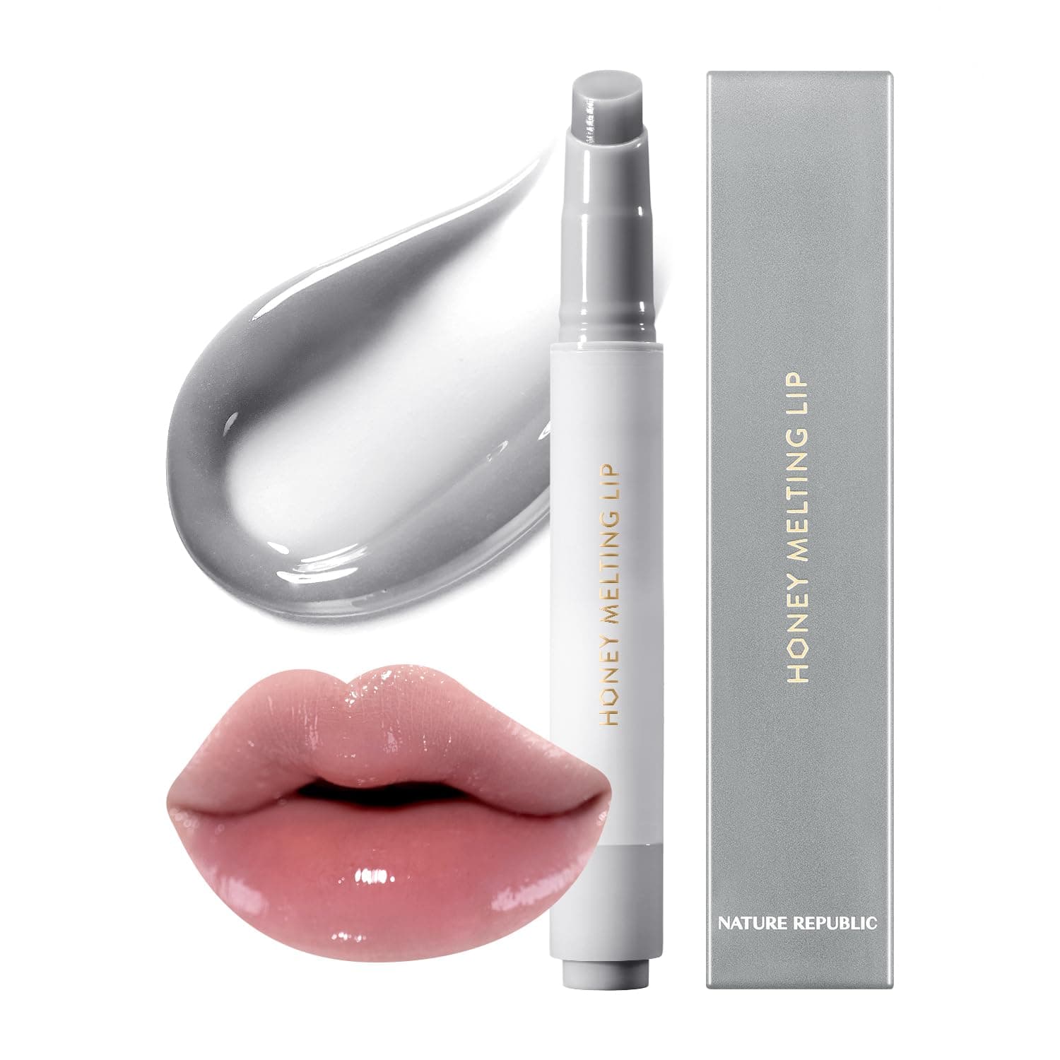 HONEY MELTING LIP PLUMPING (12 GRAY) SOFT LIP STICK Moody Plump Hydrating Gloss, Moisturizing balms, Volumizing formula,Nude & Sheer tint, Glowy Finish, korean make up