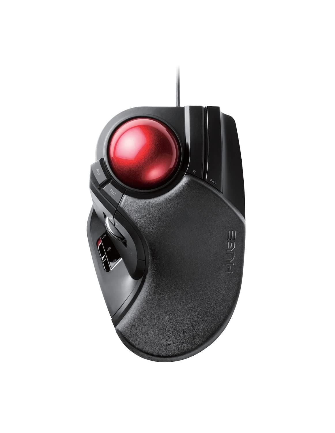 ELECOM M-HT1URBK Wired Trackball Mouse Larger, Ergonomic Design, 8-Button Function with Smooth Tracking, Precision Optical Gaming Sensor for Home, Work, Office