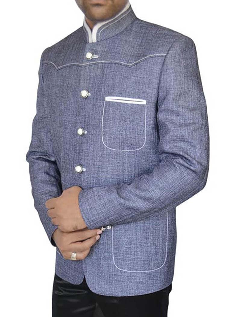 INMONARCH Mens Steel Blue 2 Pc Jodhpuri Suit for Reception JO268