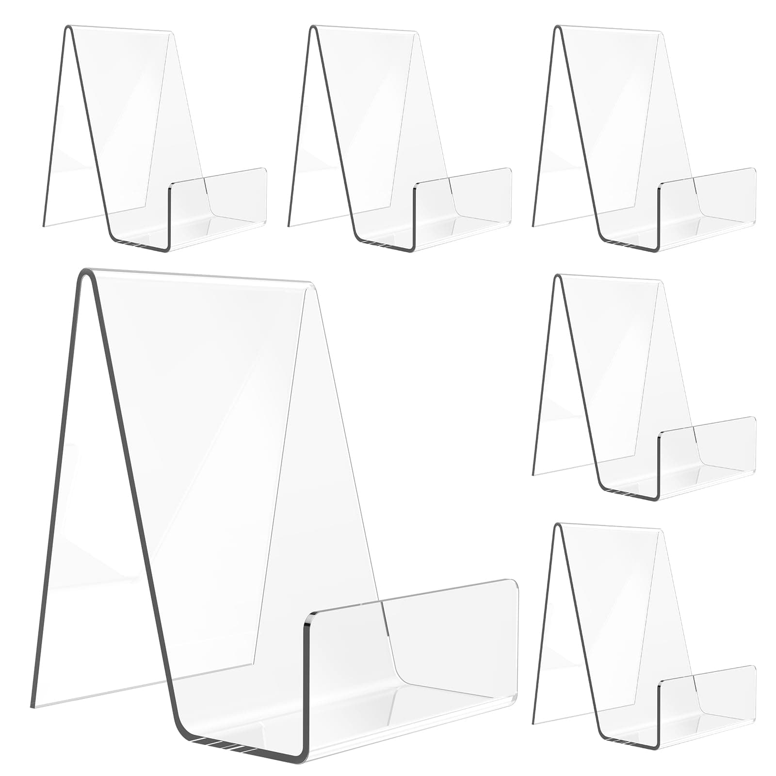 6 Pack Clear Acrylic Book Stand, Display Easel for Books, Albums, CDs, Magazines, Artworks, Tablets