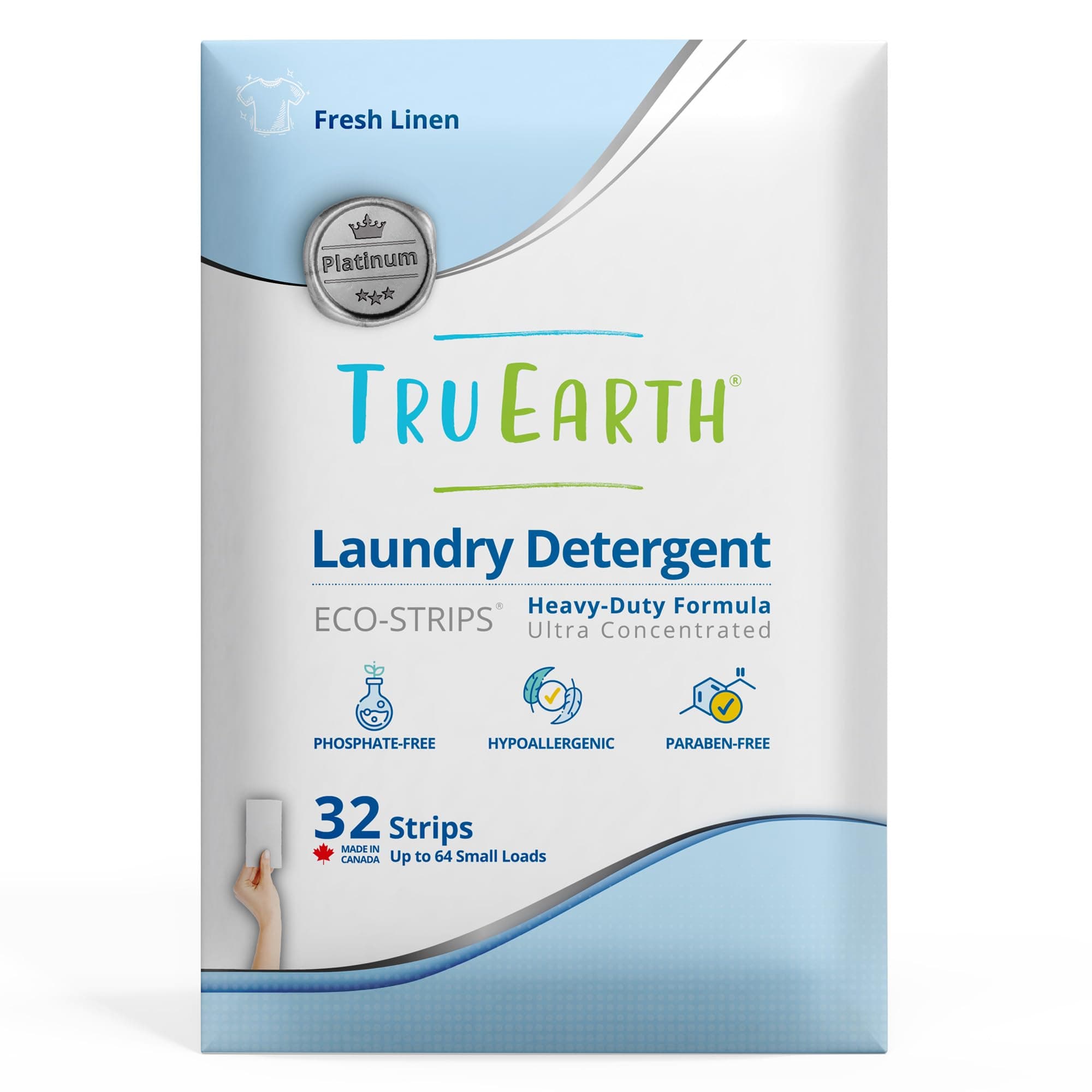 - Platinum - Heavy Duty Laundry Detergent Sheets - Up to 64 Loads (32 Count), Fresh Linen Scent - Ultra-Concentrated Formula - Eco-Friendly Laundry Sheets