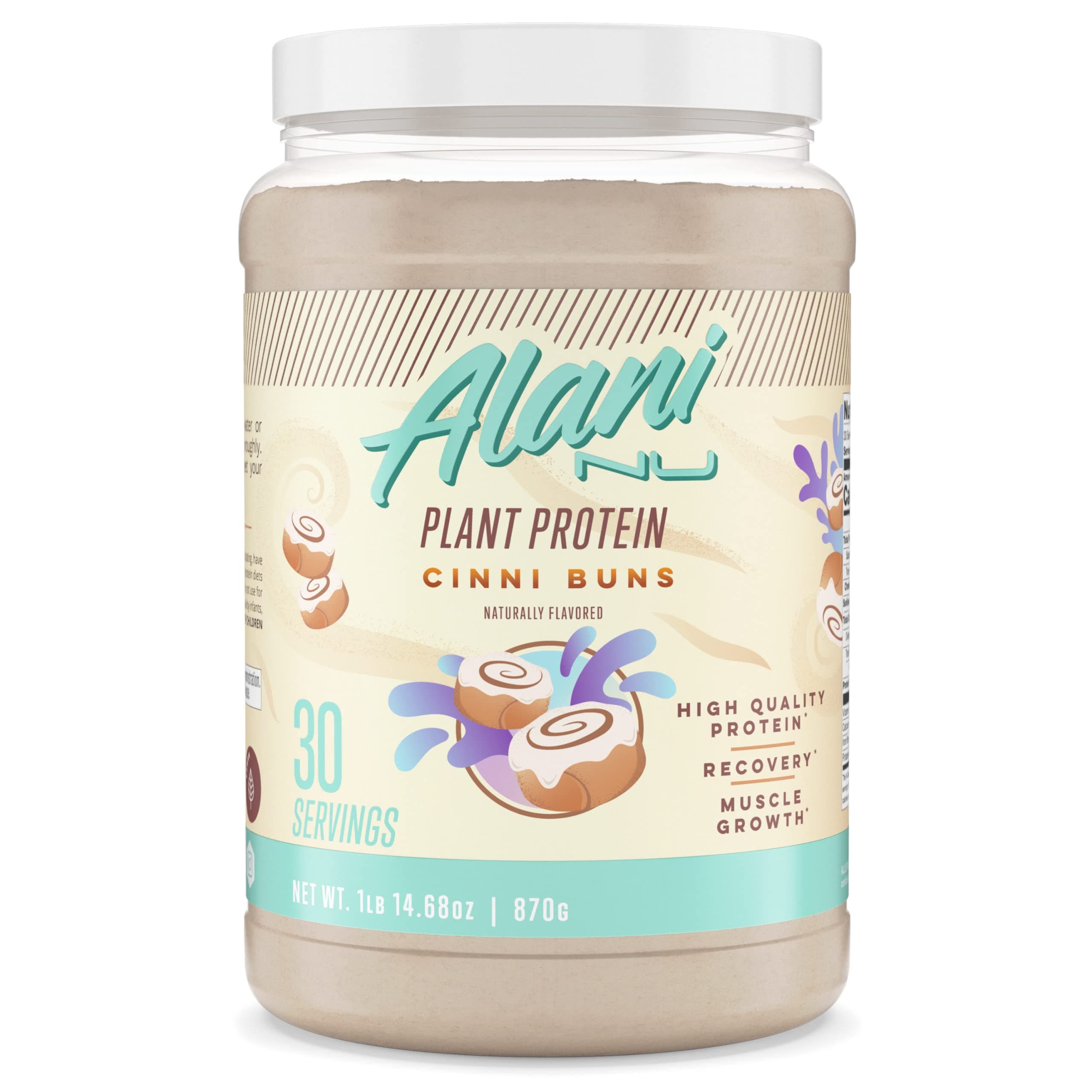 Alani Nu Plant-Based Protein Powder CINNIBUNS | 18g Vegan Protein | Meal Replacement Powder | No Sugar Added | Low Fat, Low Carb, Dairy Free, Pea Protein Isolate Blend | 30 Servings