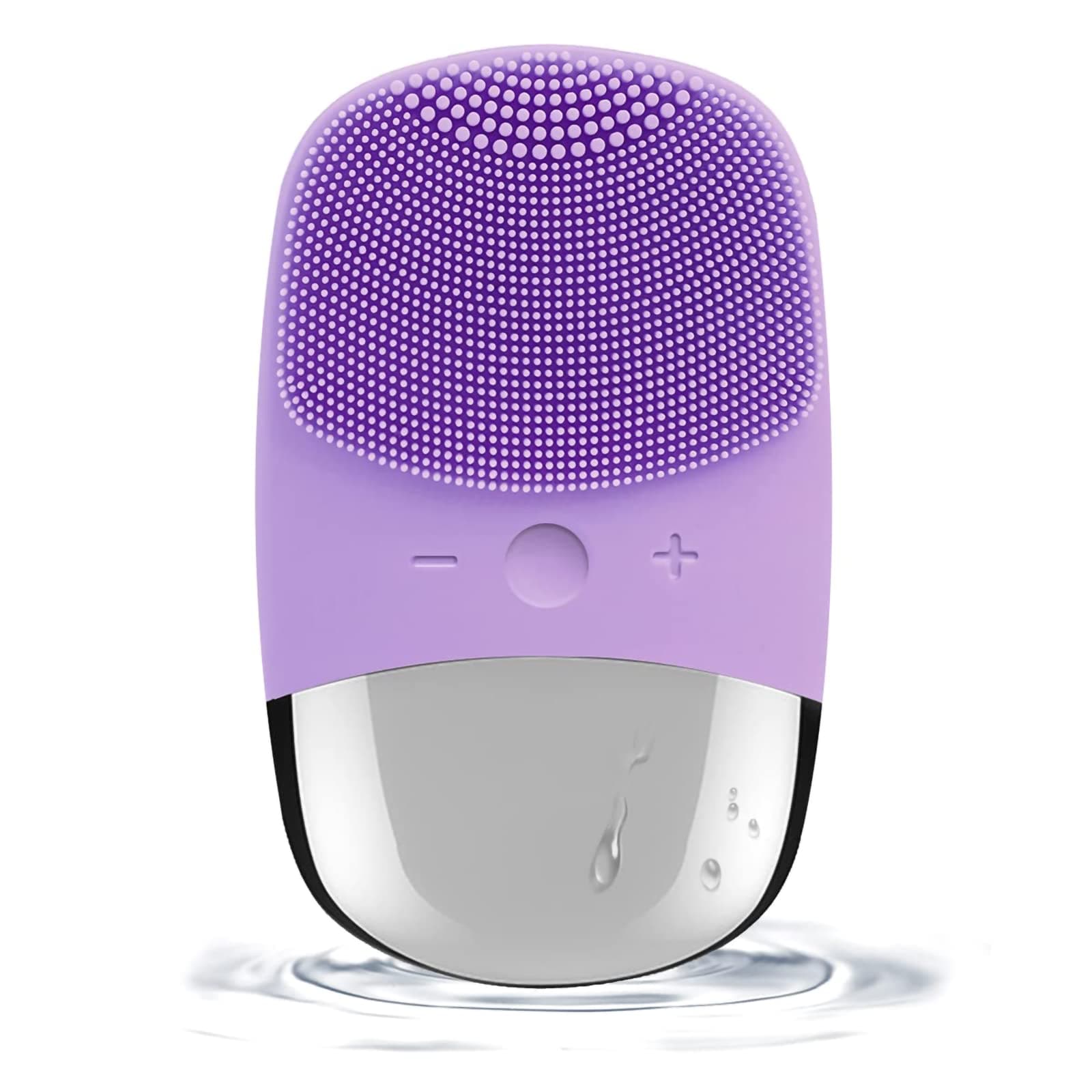Facial Cleansing Brush, 3-in-1 Electric Silicone Face Scrubber, Vibrating Massager, IPX7 Waterproof, USB Rechargeble Face Scrubber Brush for Deep Cleanning, Blackhead Remover, Exfoliating (Purple)