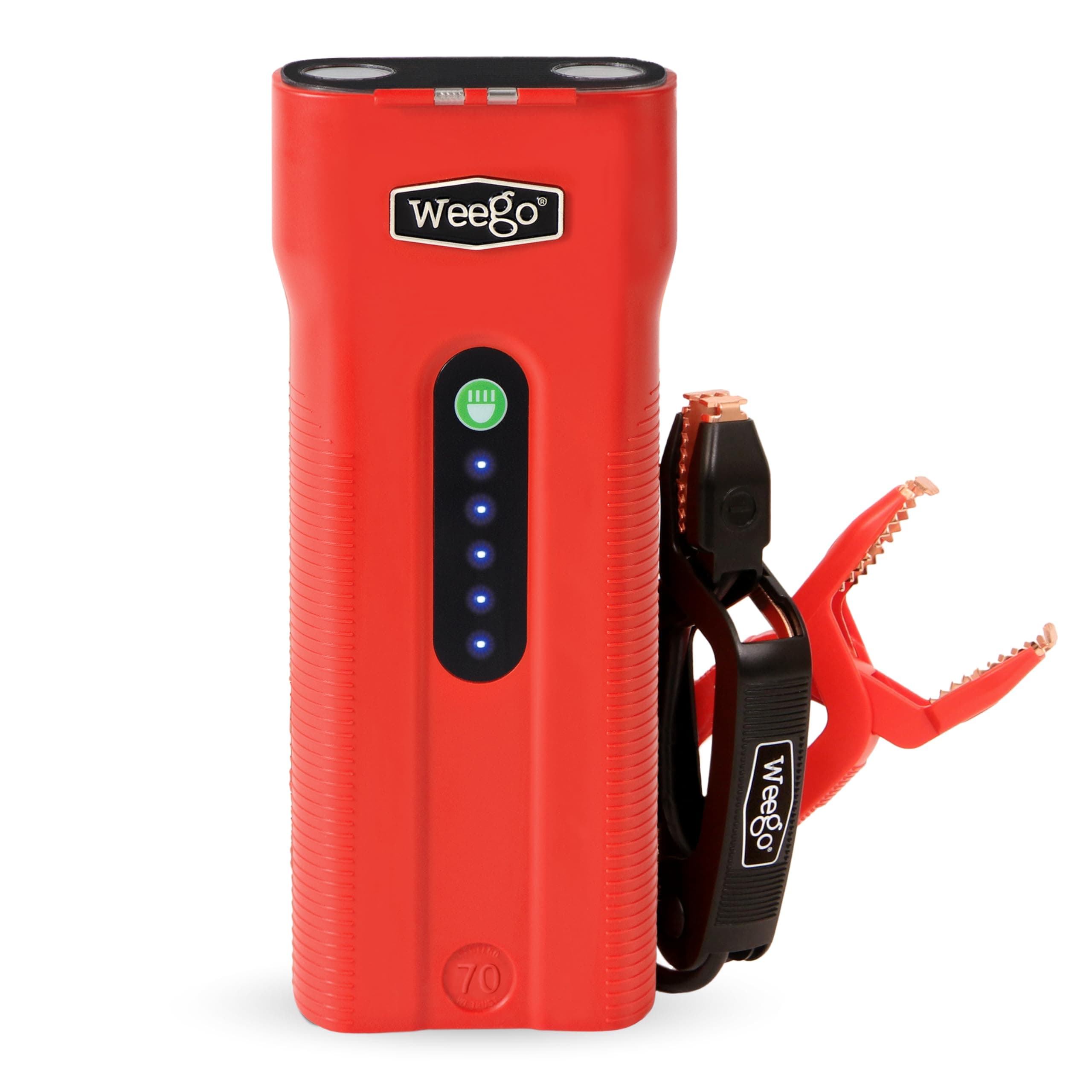 - Weego 70: 2500A Self-Use 12V Lithium Car Battery Jump Starter - USA-Engineered Safe Replacement for Jumper Cables - Boat & Car Jumper Starter Portable for All Gas and 5L Diesel Engines (N70)