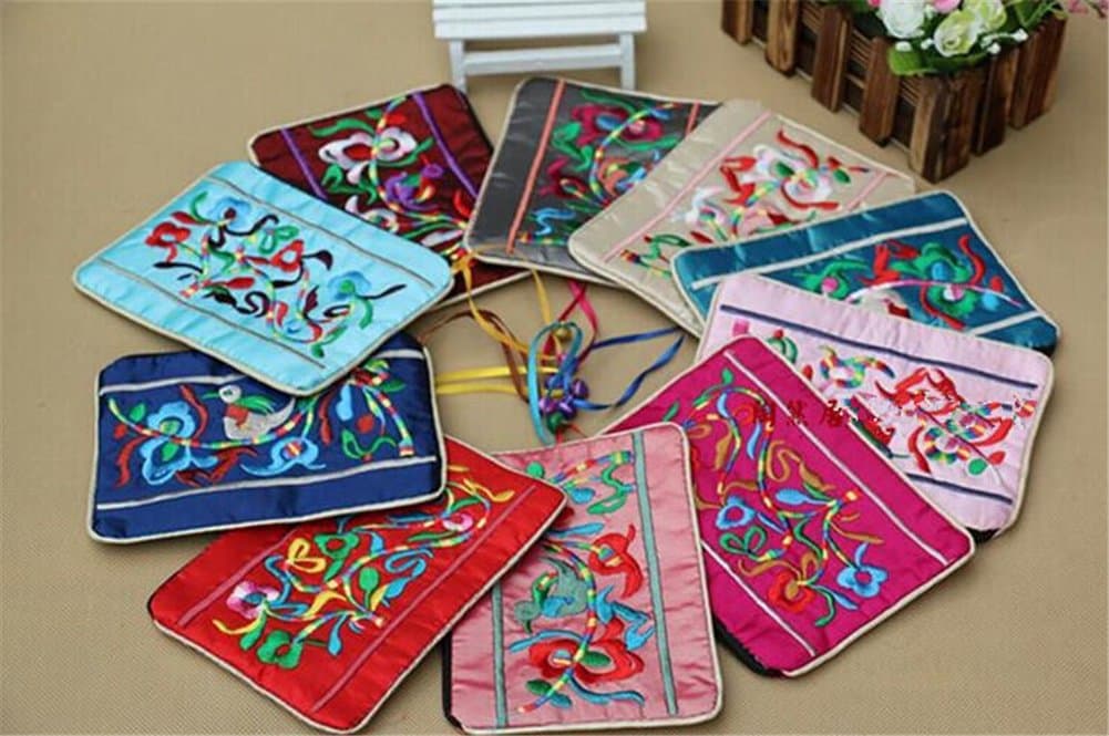 10pcs Chinese Ethnic Retro Embroider Mobile Phone Pouches Wallets Purse (Multicolor)