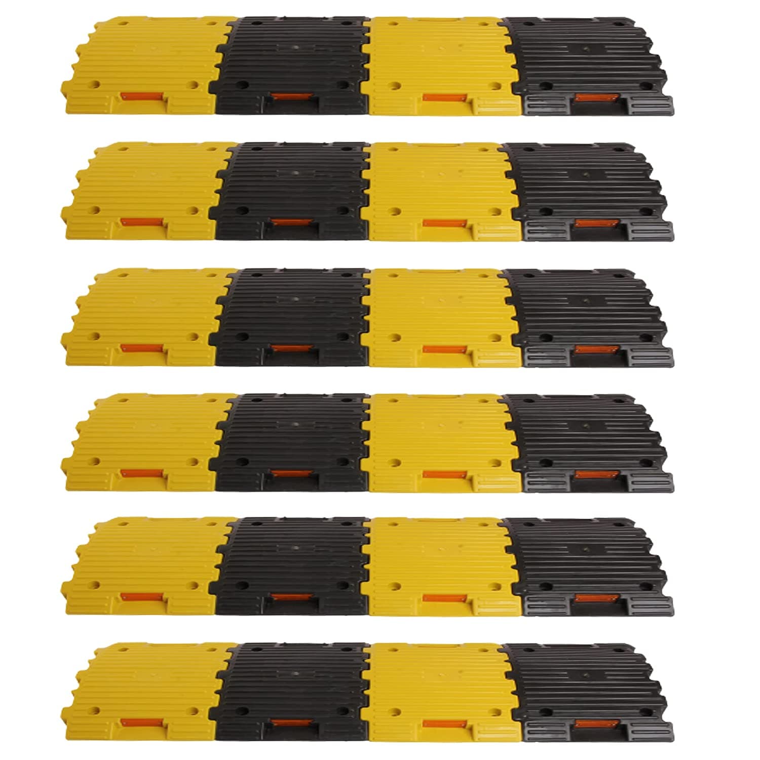Plastic Speed Breaker With Heavy Duty Load Capacity, 6 Mtr, 50MM, Black and Yellow Speed Hump (12X Yellow - 12X Black)