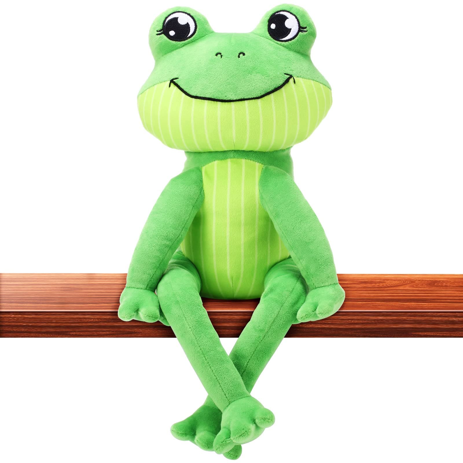 HyDren Frog Stuffed Animal Soft Toy Soft Cuddly Frog Plush Cute Green Frog Plushie with Long Leg Home Sofa Decor for Birthday Halloween, 17 Inches