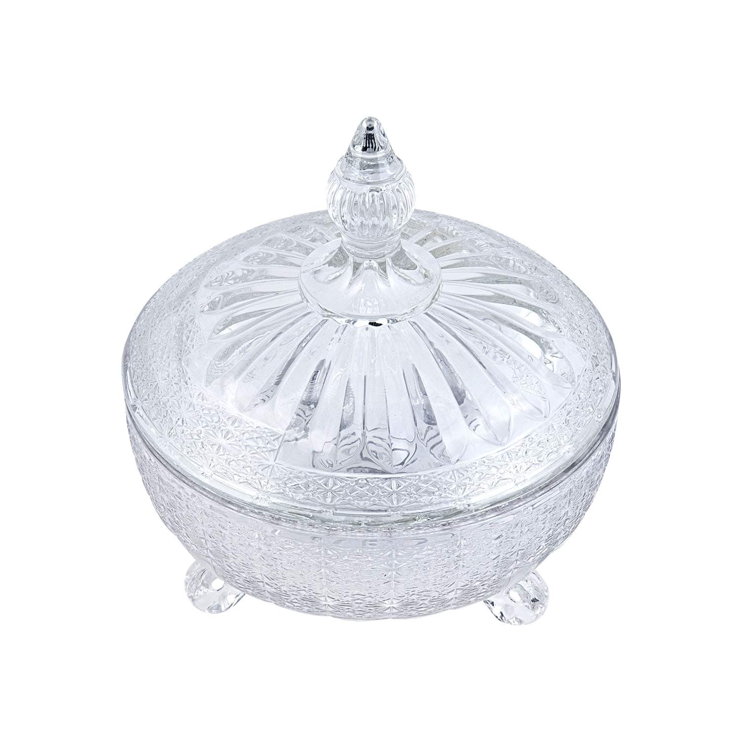 Delcasa Candy Jar with Lid - Transparent Glass Storage Jar - Glass Storage Container Jar for Sweet Sugar Candy - Decorative Candy Jar - Candy Bowl Container with Lid - Crystal Covered Storage Jar