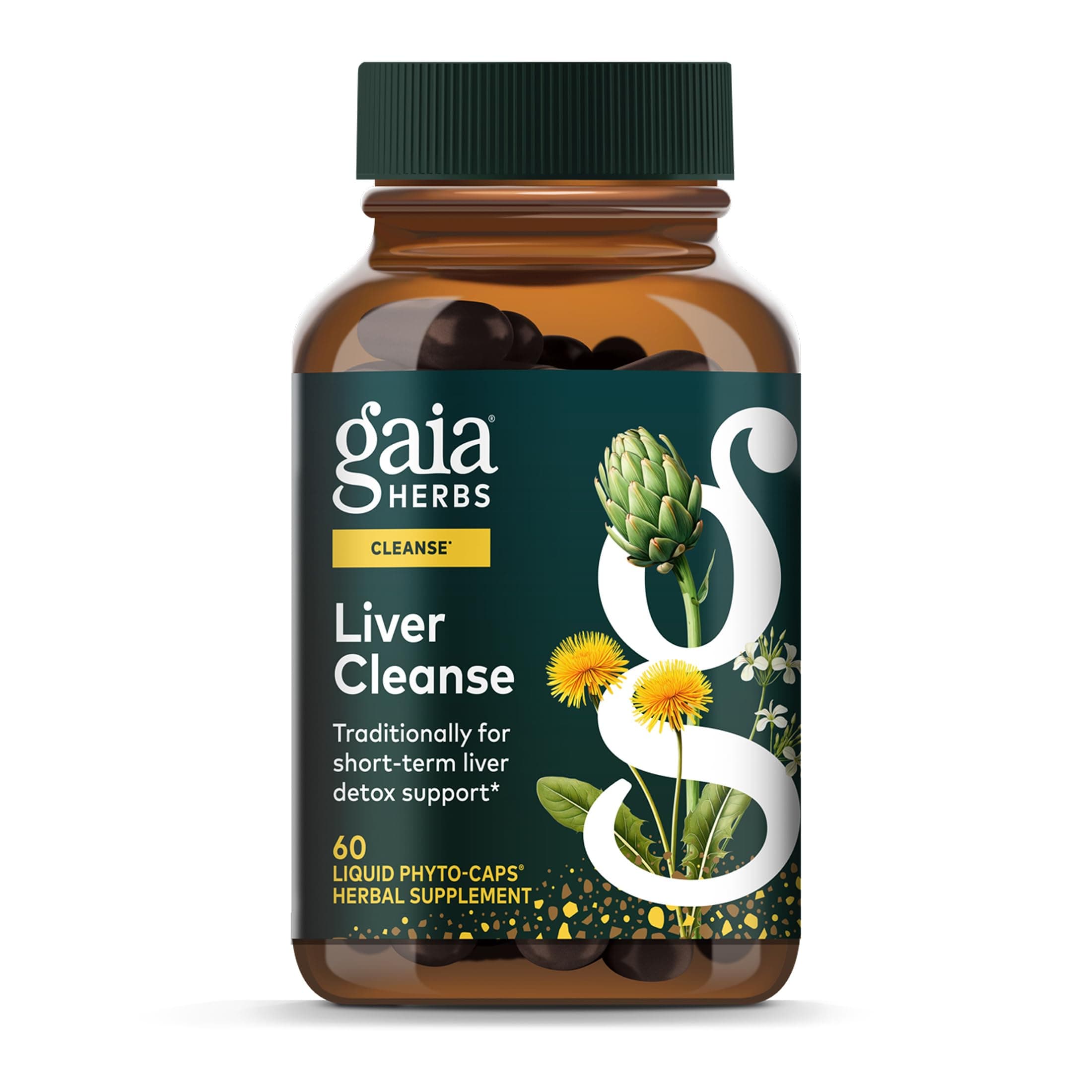 Gaia Herbs Liver Cleanse - Liver Health Support Herbal Supplement with Milk Thistle, Burdock, Turmeric Curcumin, Dandelion, and More - 60 Vegan Liquid Phyto-Caps (30 Servings)