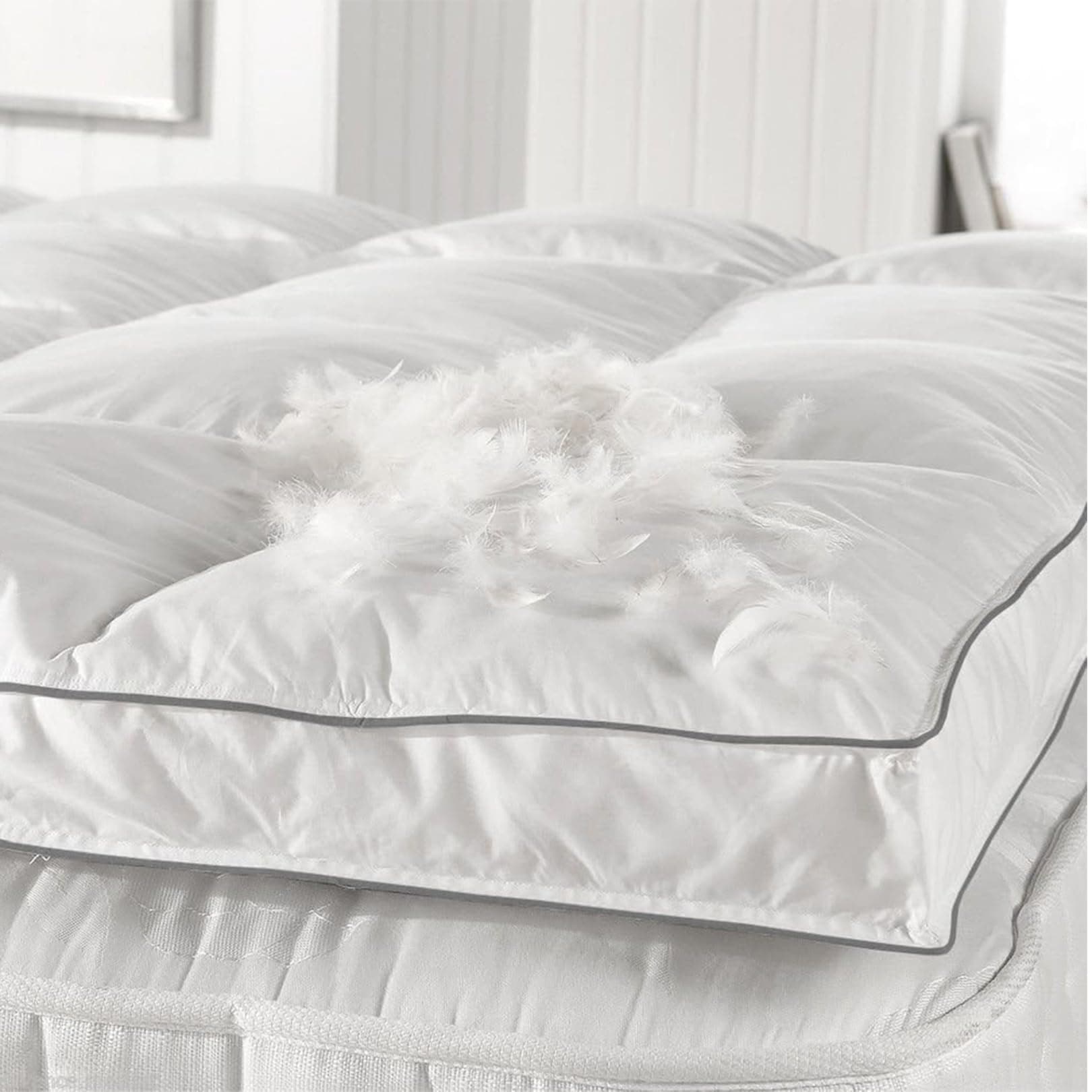 Extra Plush Duck Feather and Down Mattress Topper Single - Deluxe Comfort and Hypoallergenic Feather Mattress Pad Bed Topper (Single)
