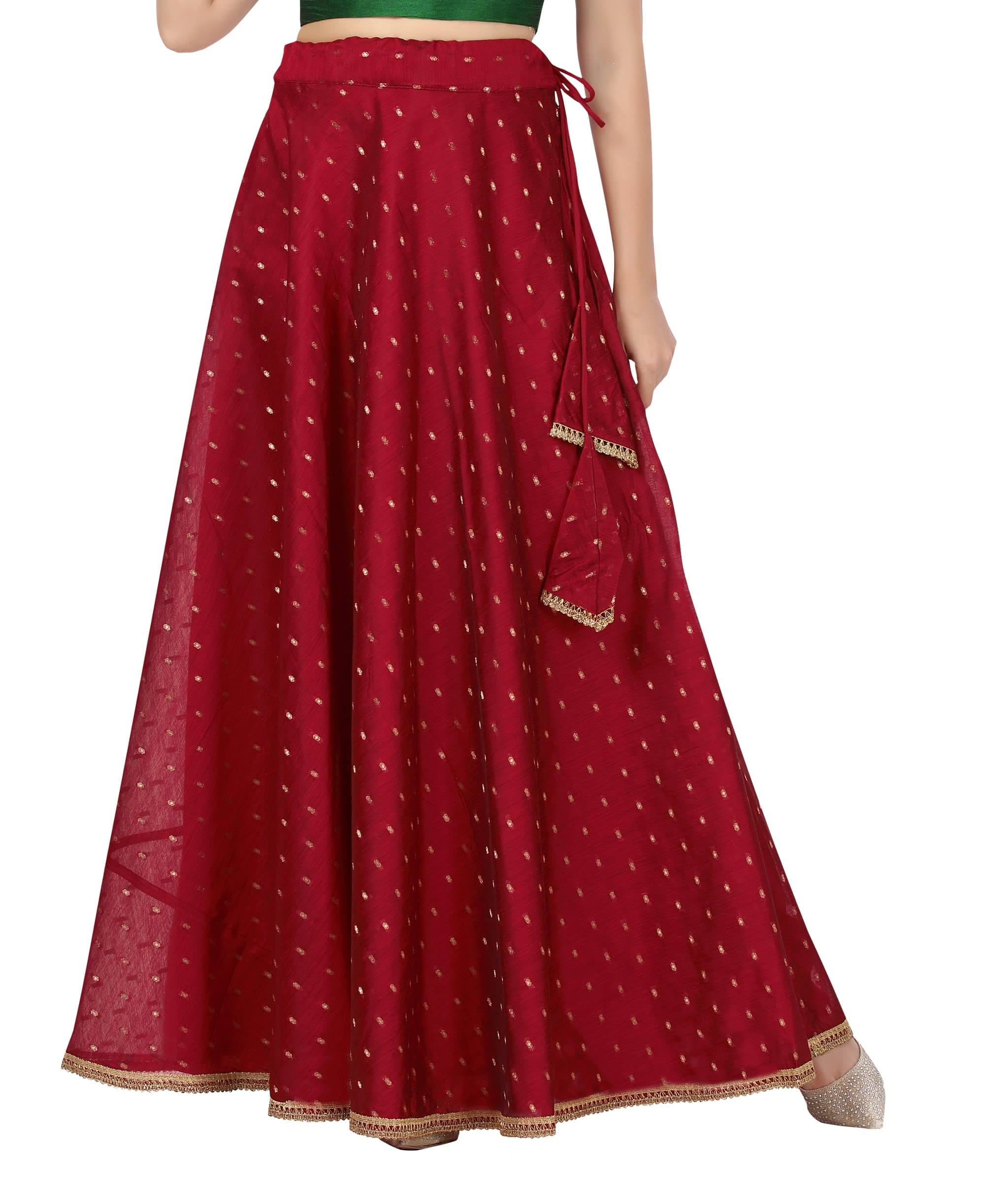 Studio Shringaar Women's Polyester Chanderi Silk Skirt Lehenga