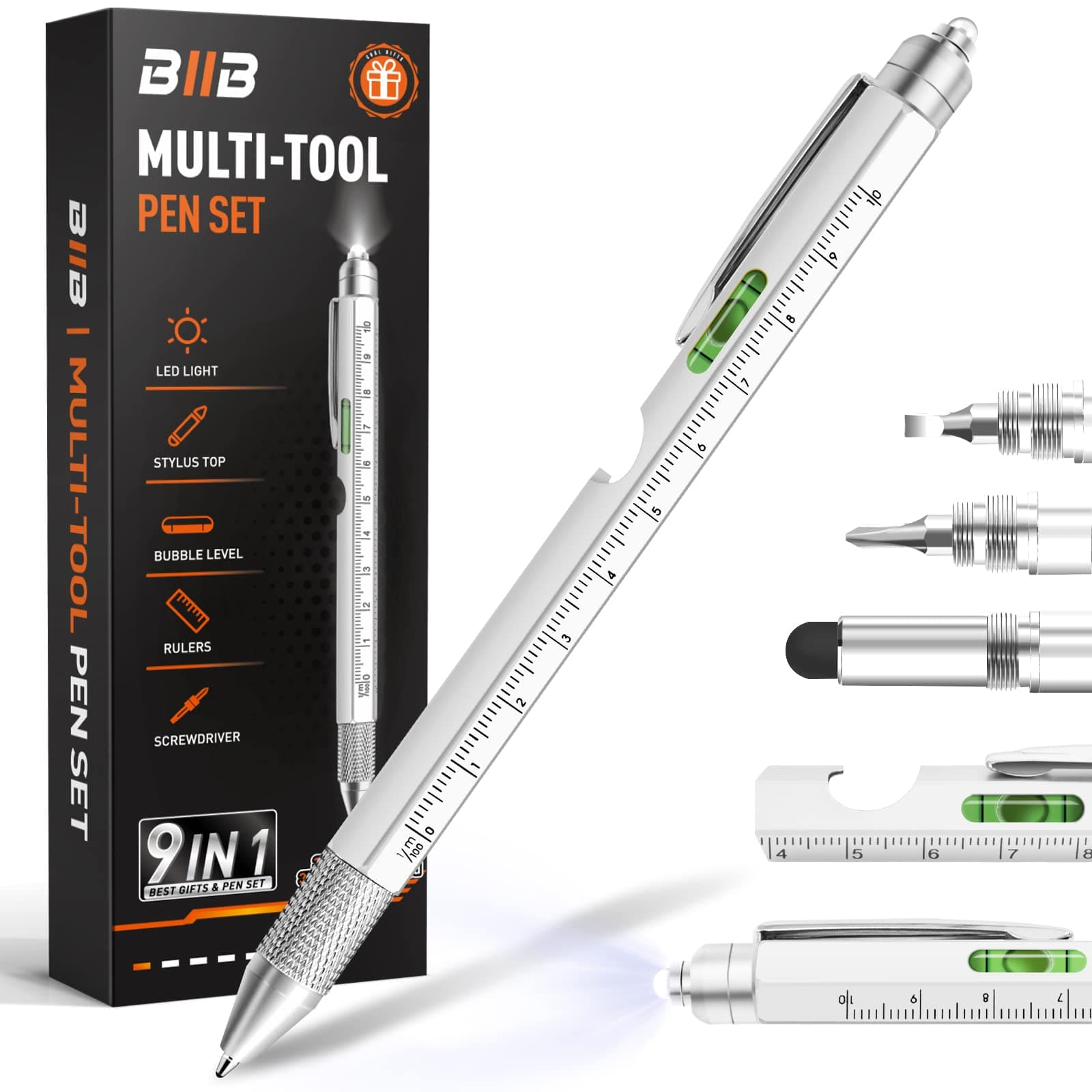 BIIB Easter Gifts for Men 9 in 1 Multitool Pen, Easter Basket Stuffers for Men, Mens Gifts for Dad Him Husband, Dad Gifts from Wife Daughter, Cool Gadgets Useful Tools