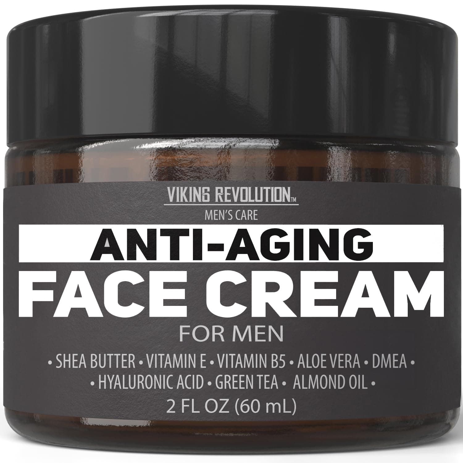 Mens Anti Aging Face Cream - Mens Face Moisturizer for Men with Hyaluronic Acid, Aloe Vera, Vitamin E - Wrinkle Cream for Men with Vitamin B5, Green Tea (2 Fl Oz)