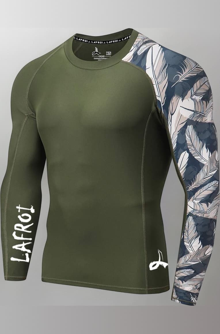 LAFROI Men's Long Sleeve UPF 50+ Baselayer Skins Performance Fit Compression Rash Guard-CLYYB