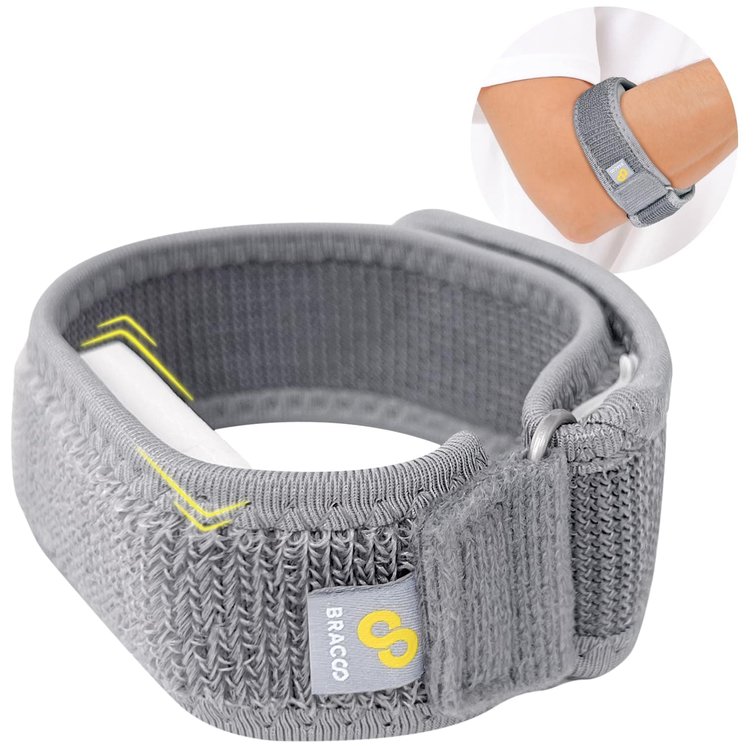 BRACOO Tennis Elbow Support Strap for Men & Women ā Compression Golfer's Elbow Brace Clasp with EVA Pad for Tendonitis & Epicondylitis, for Right & Left Hand, EP40