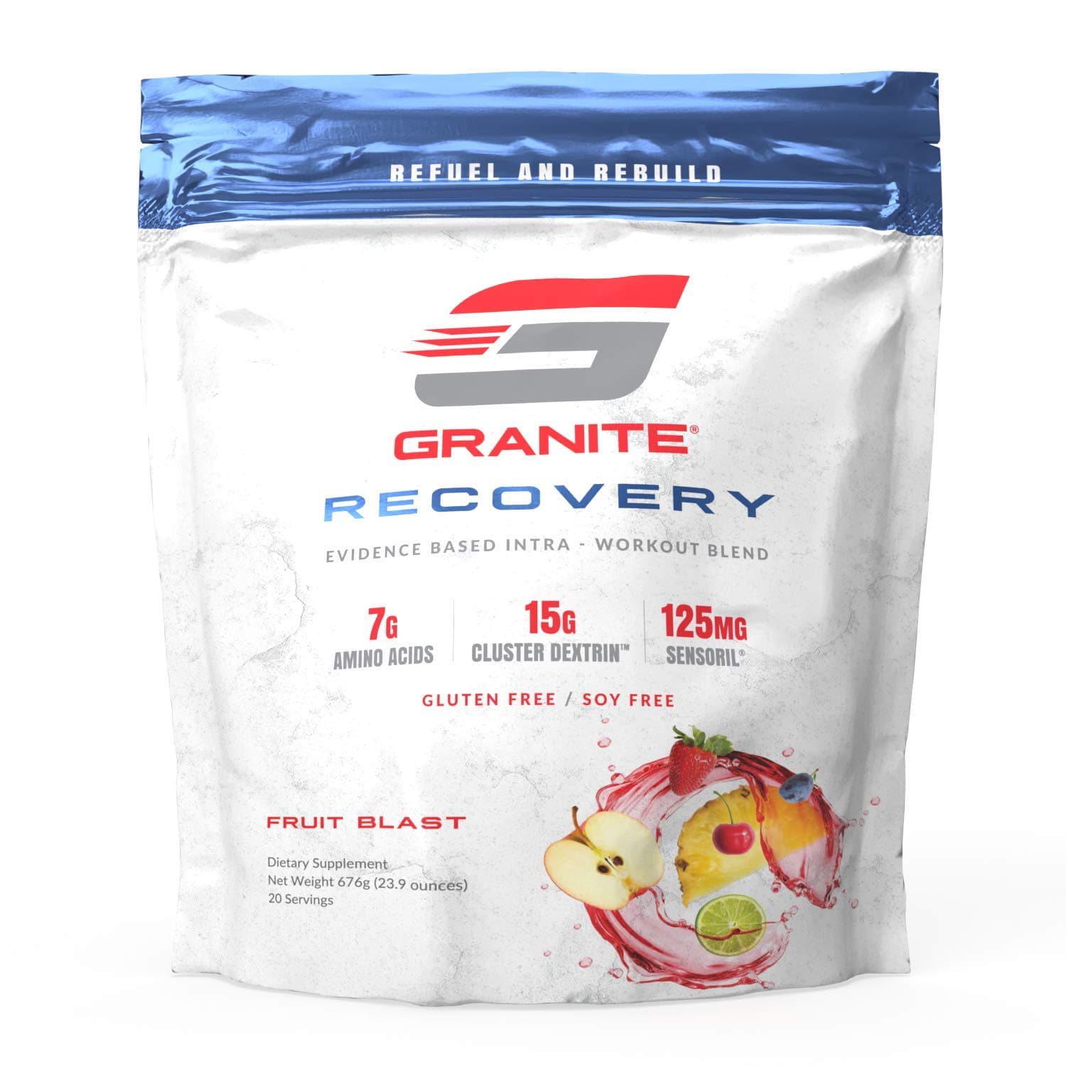 Granite SupplementsIntra-Workout Powder 20 Servings of Recovery Fruit Blast to Maximize Muscle Growth and Speed Up Recovery | Includes Amino Acids, Cluster Dextrin, and Sensoril Ashwagandha